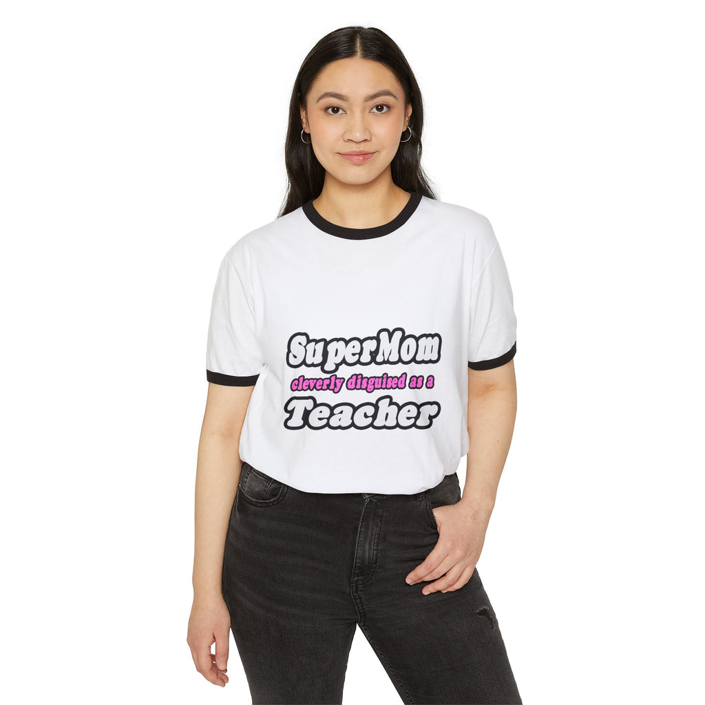 supermom teacher - Unisex Cotton Ringer T-Shirt