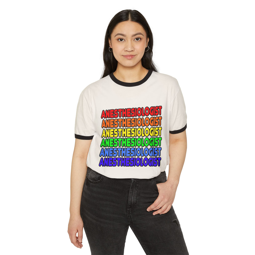 Rainbow Anesthesiologist - Unisex Cotton Ringer T-Shirt