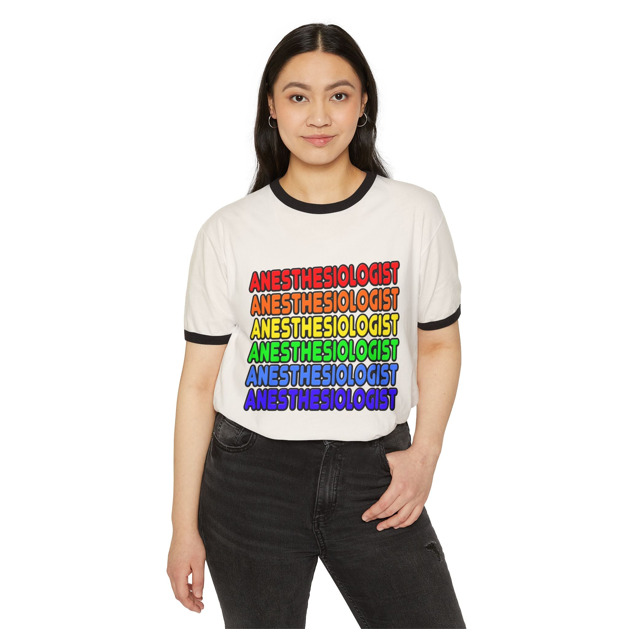 Rainbow Anesthesiologist - Unisex Cotton Ringer T-Shirt