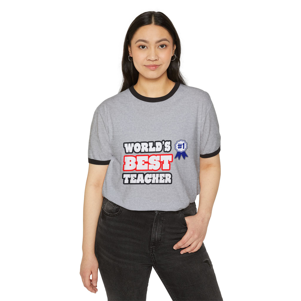 World's Best Teacher - Unisex Cotton Ringer T-Shirt