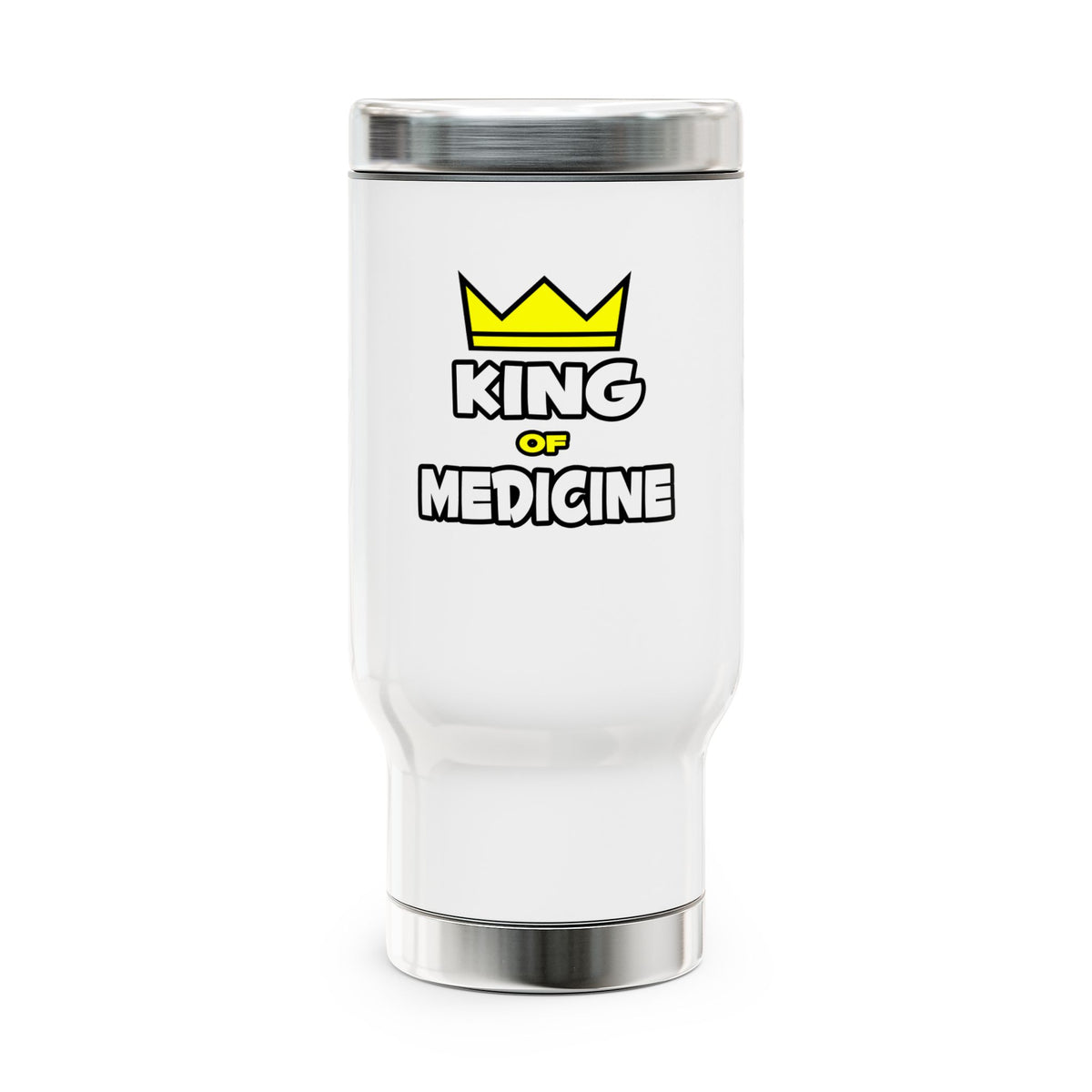 King of Medicine - Stainless Steel Travel Mug with Handle, 14oz