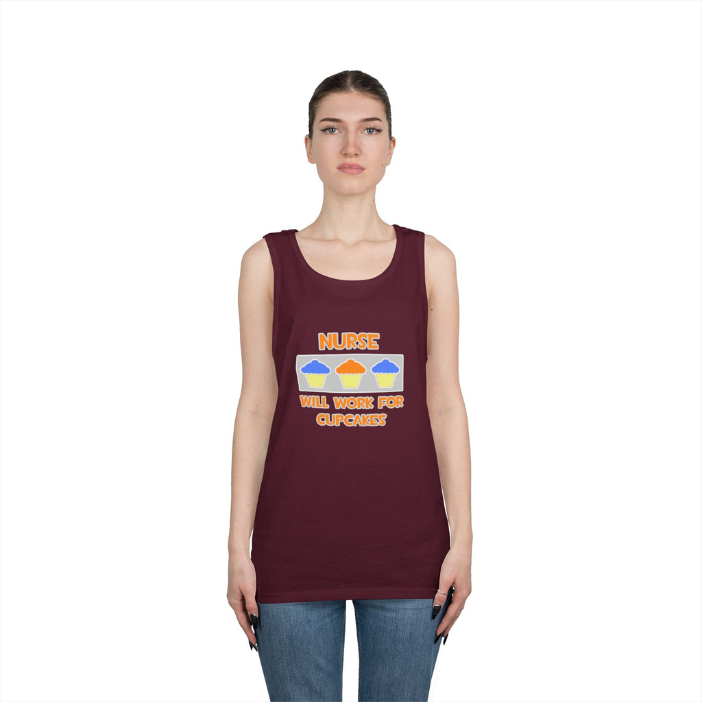 Nurse ... Will Work For Cupcakes - Unisex Heavy Cotton Tank Top
