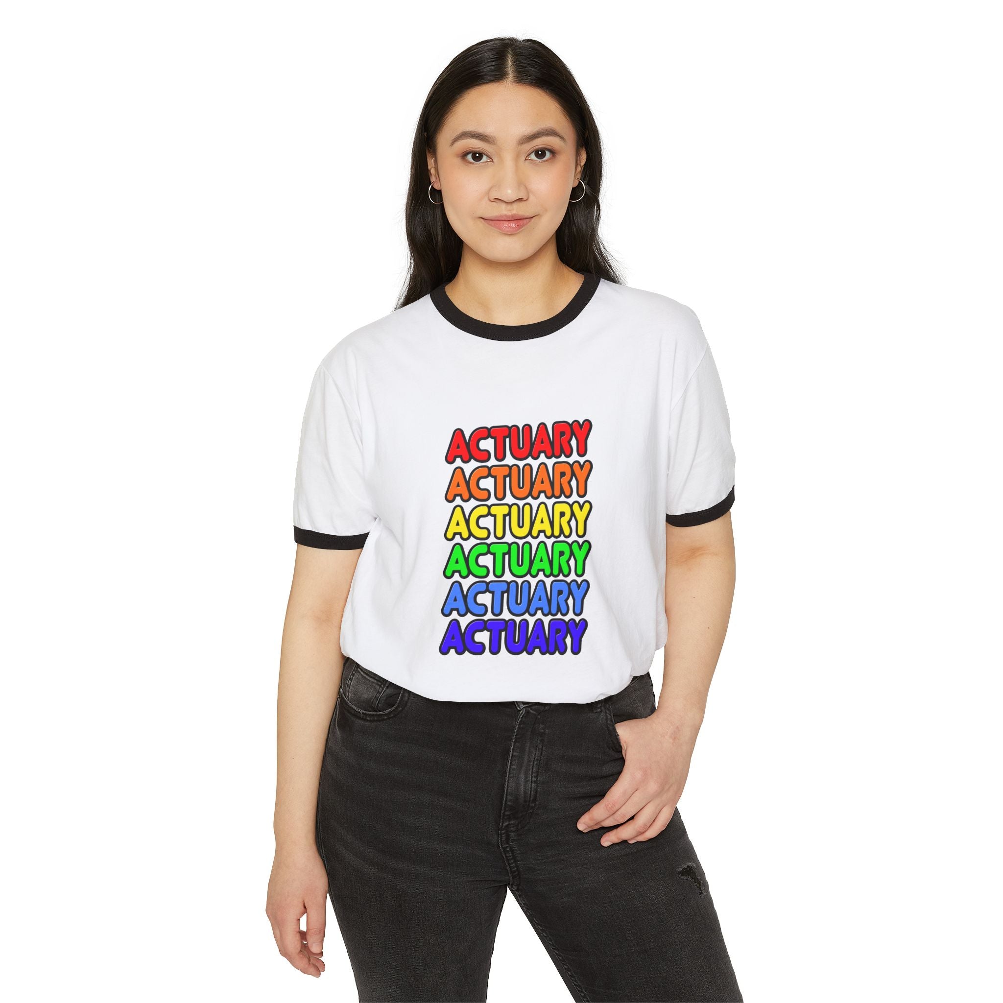 Rainbow Actuary - Unisex Cotton Ringer T-Shirt