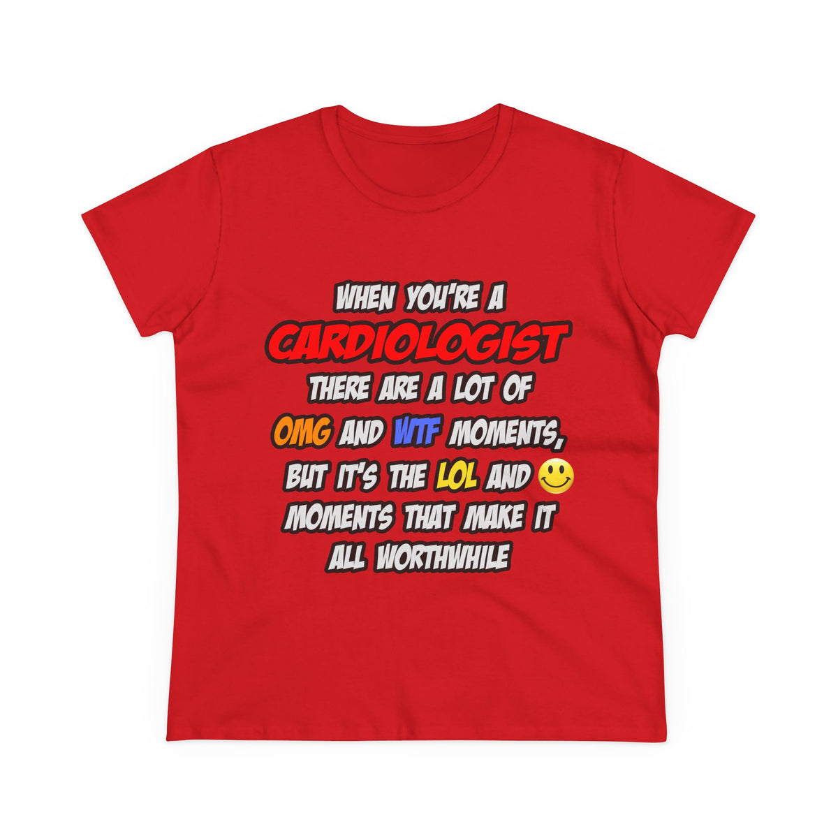 Cardiologist .. OMG WTF LOL - Women's Midweight Cotton Tee