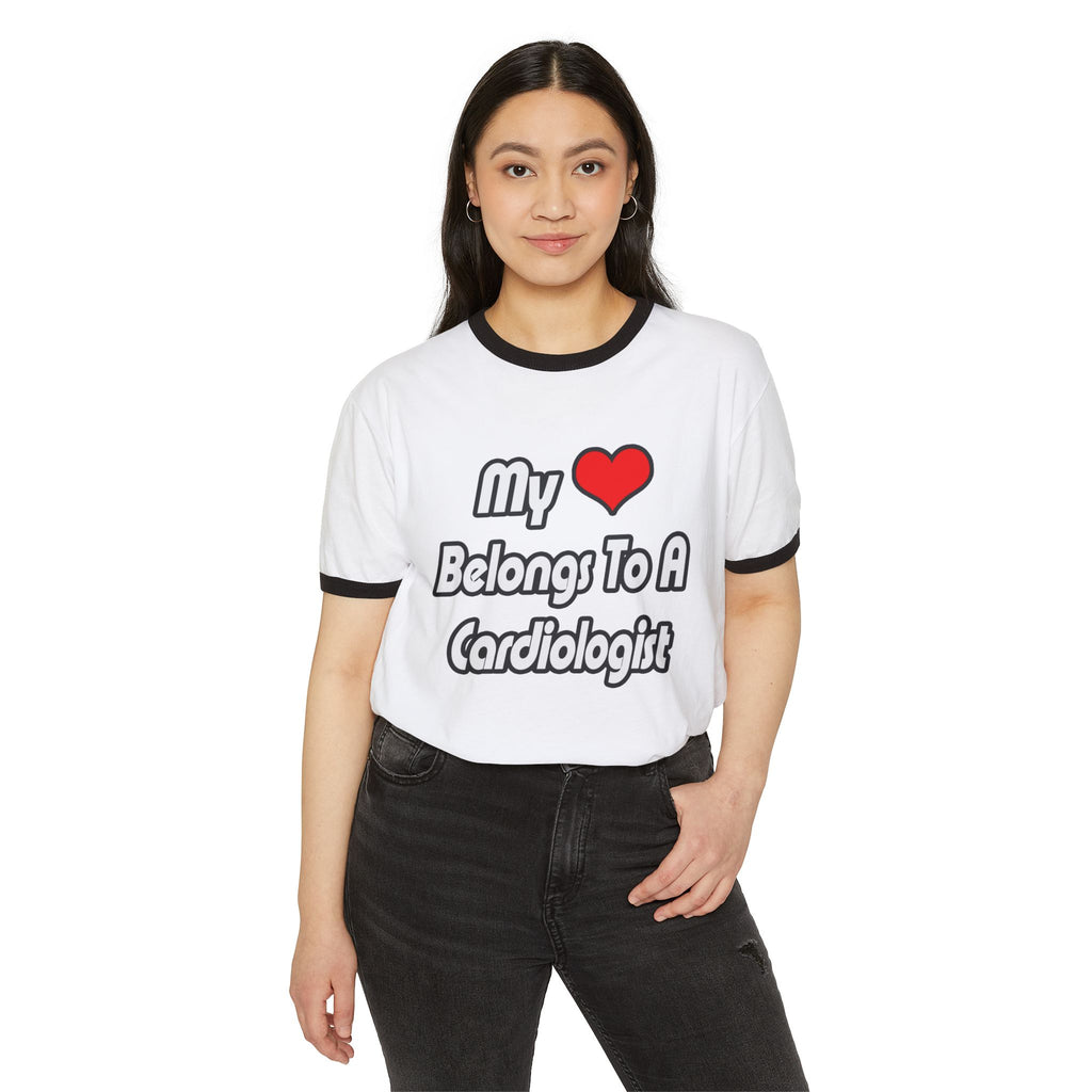 My Heart Belongs To A Cardiologist - Unisex Cotton Ringer T-Shirt