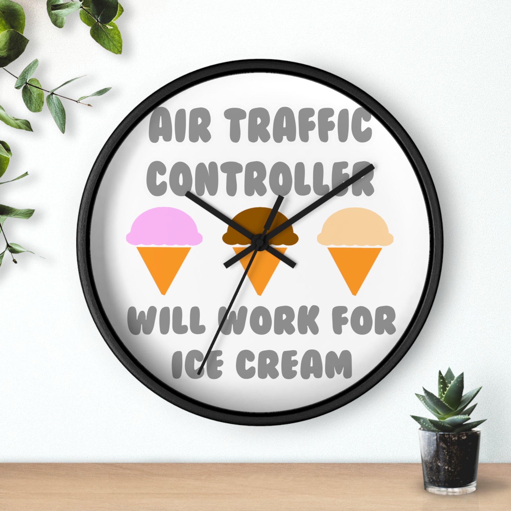 Air Traffic Controller ... Will Work For Ice Cream - Wall Clock