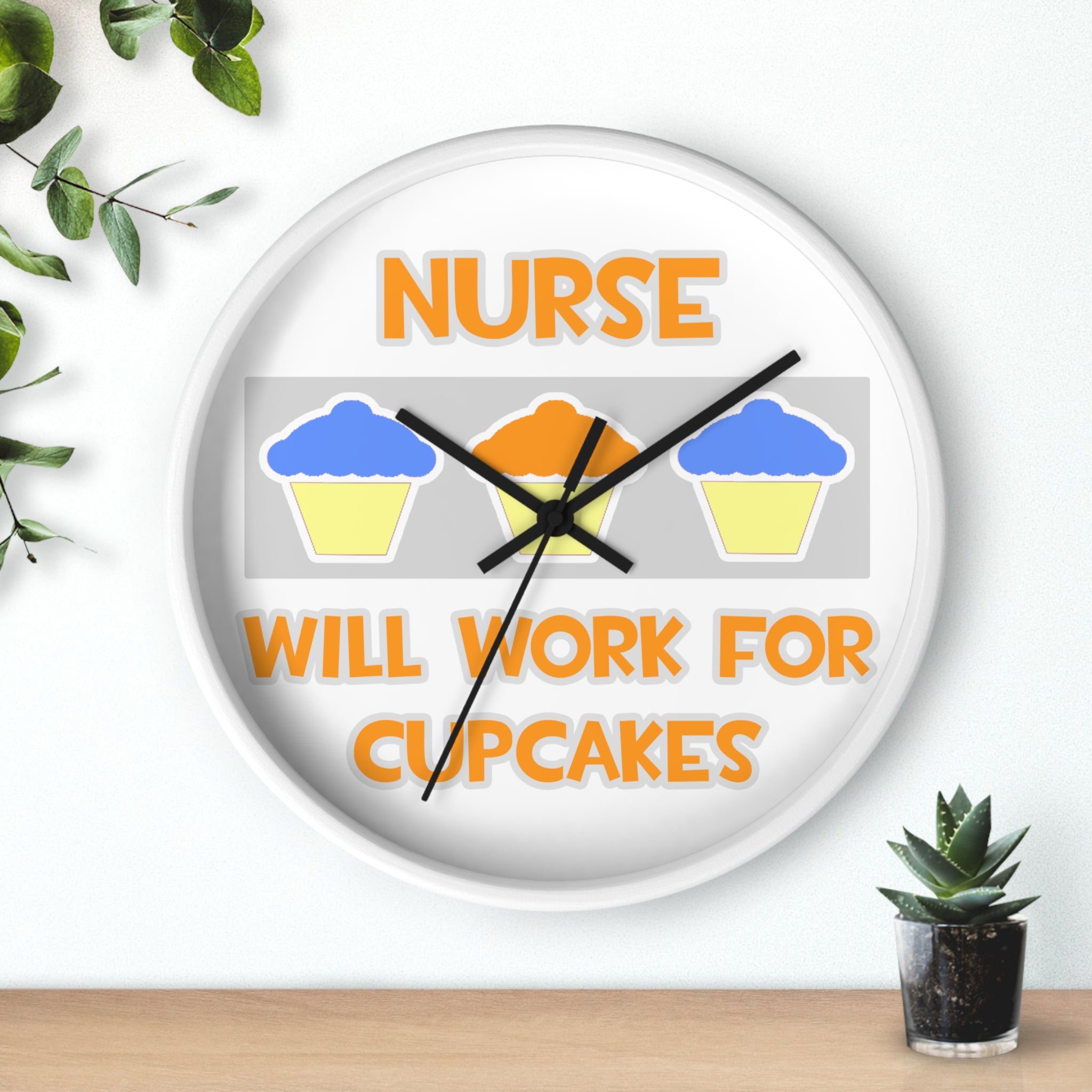 Nurse ... Will Work For Cupcakes - Wall Clock