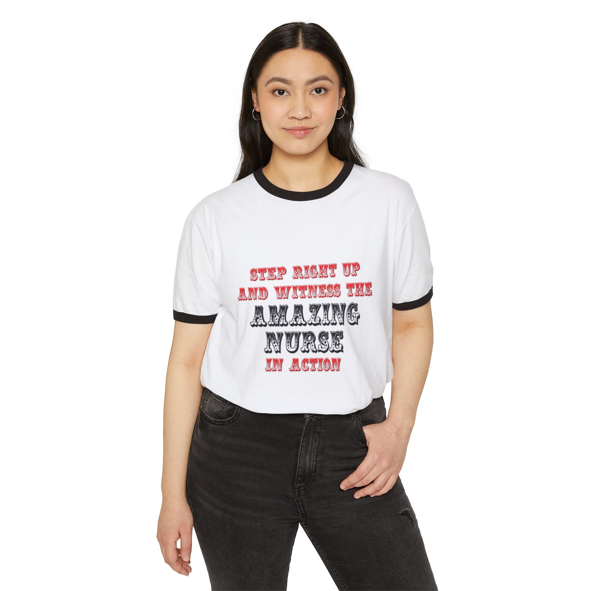 Amazing Nurse In Action - Unisex Cotton Ringer T-Shirt