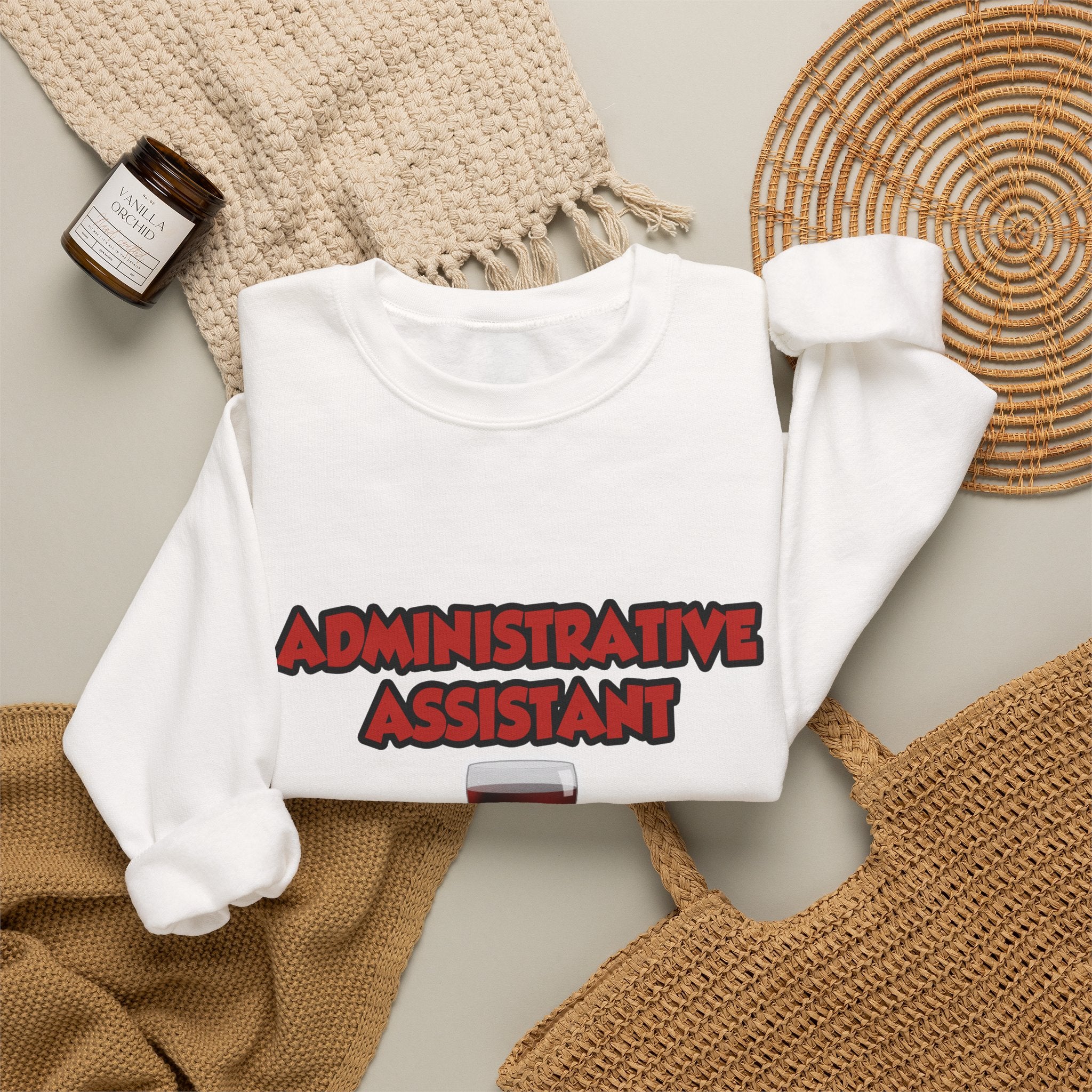Admin Assistant ... Will Work For Wine - Unisex Heavy Blend™ Crewneck Sweatshirt