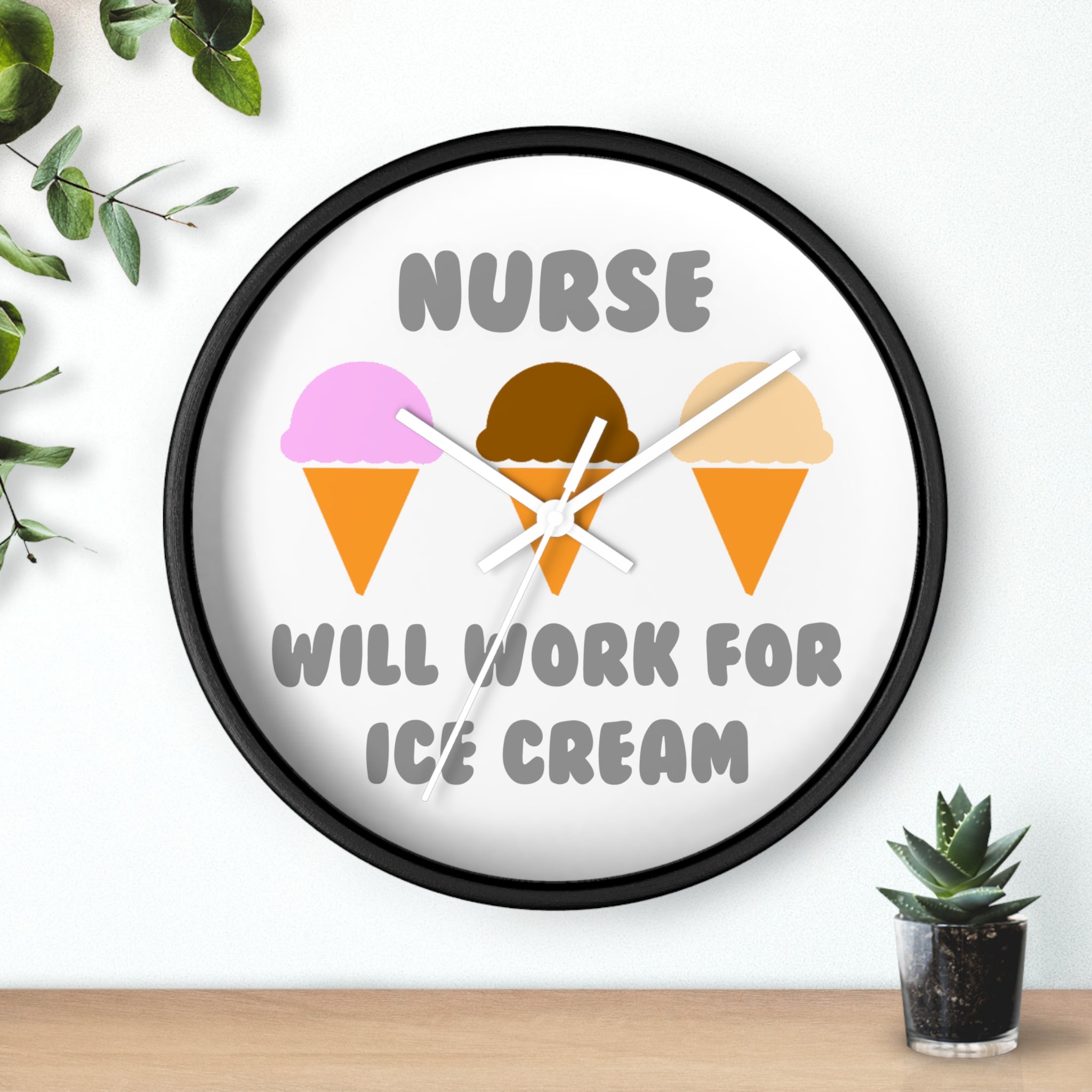 Nurse ... Will Work For Ice Cream - Wall Clock