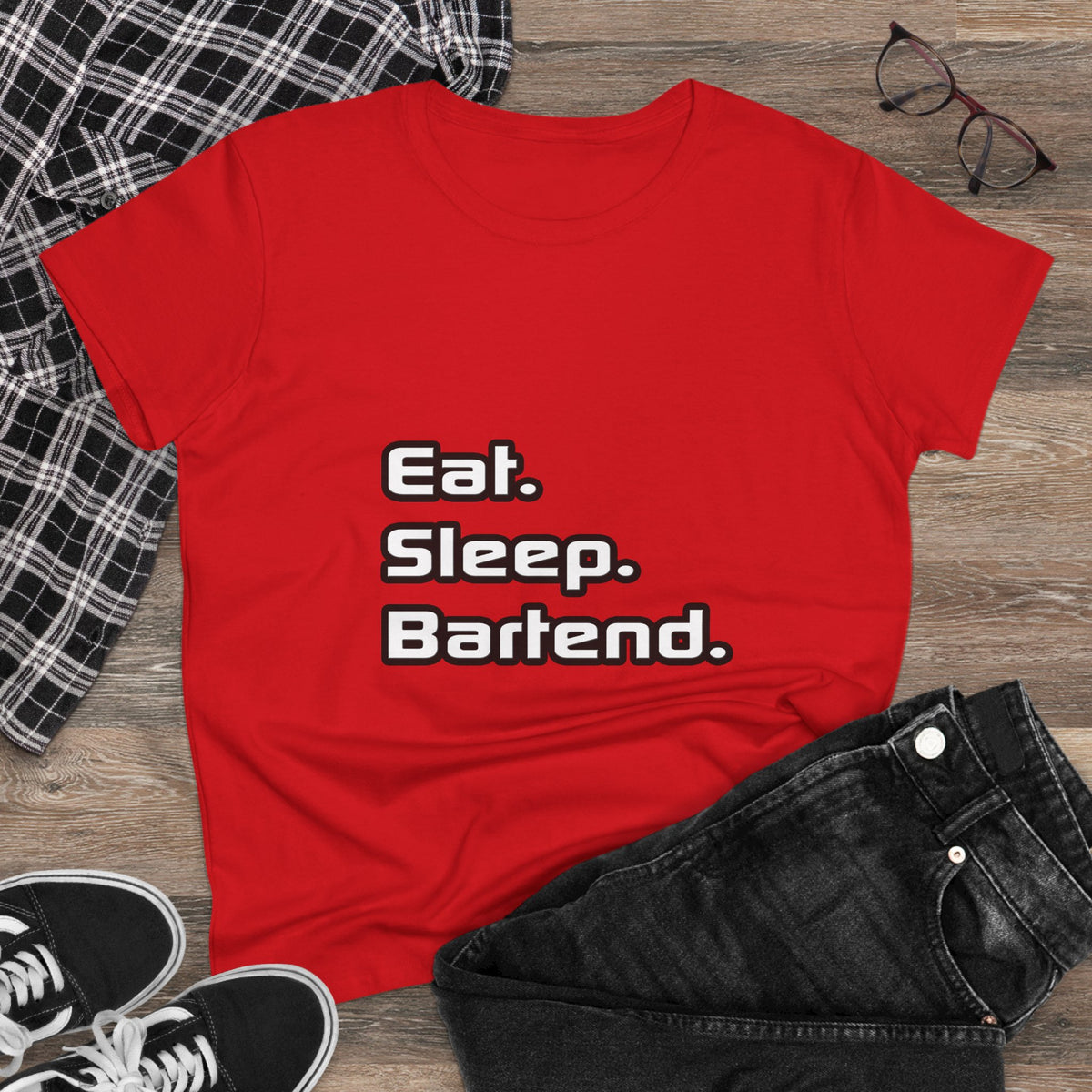 Eat. Sleep. Bartend - Women's Midweight Cotton Tee