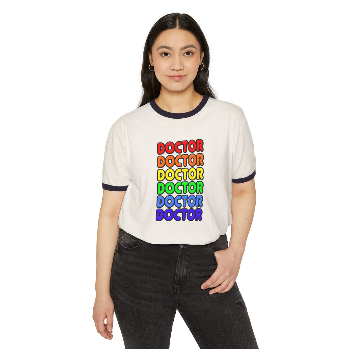 Rainbow Doctor - Unisex Cotton Ringer T-Shirt