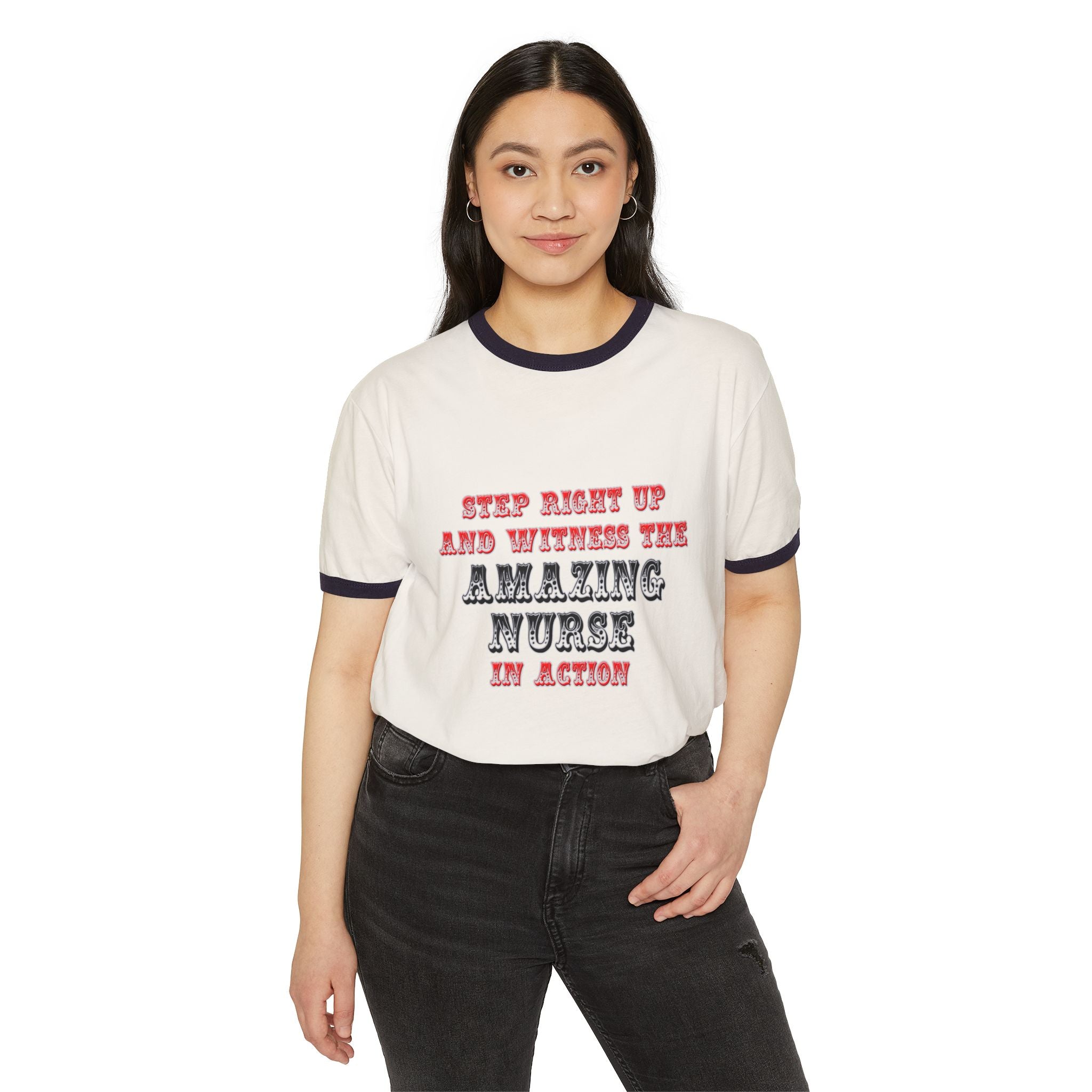 Amazing Nurse In Action - Unisex Cotton Ringer T-Shirt