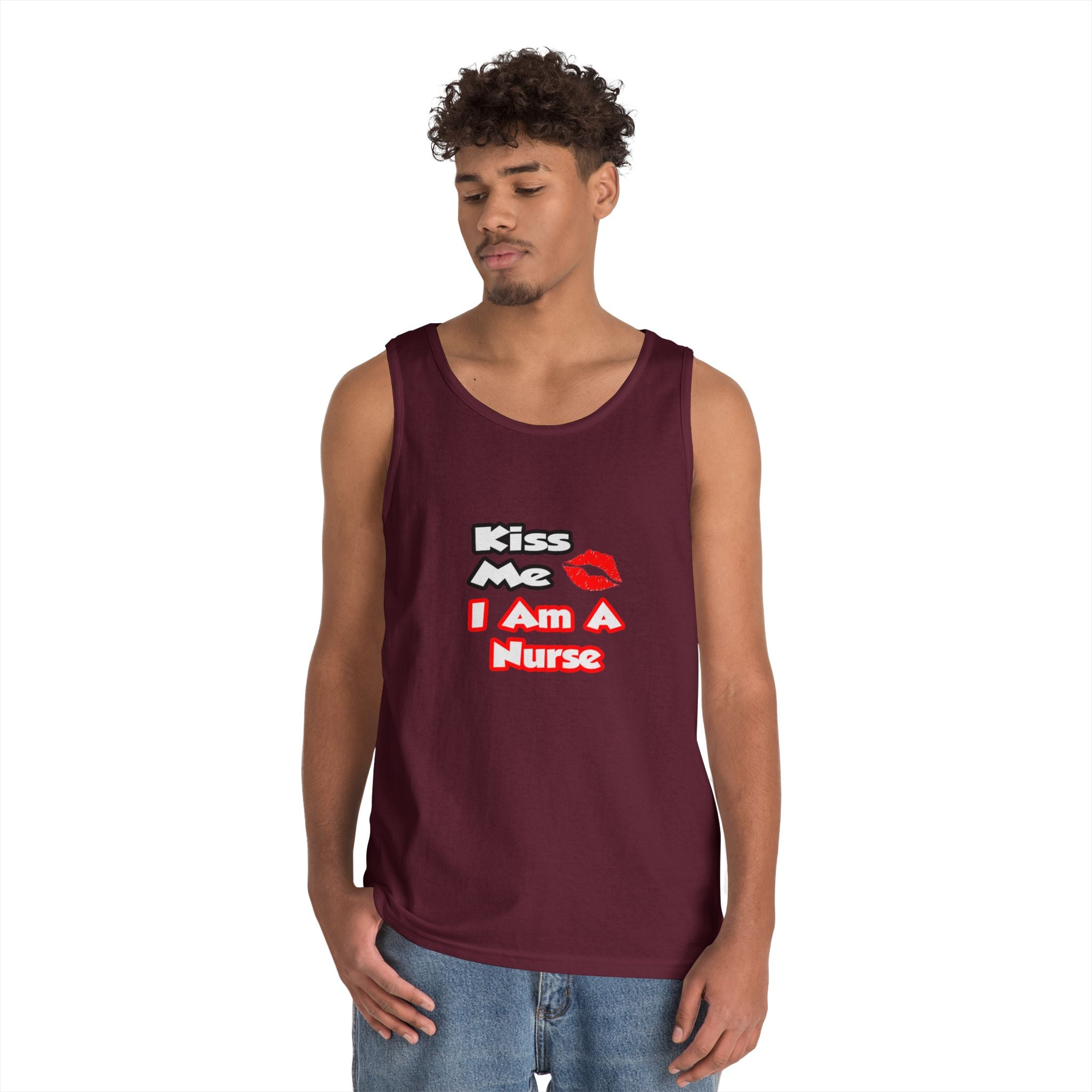 Kiss Me...I Am A Nurse - Unisex Heavy Cotton Tank Top