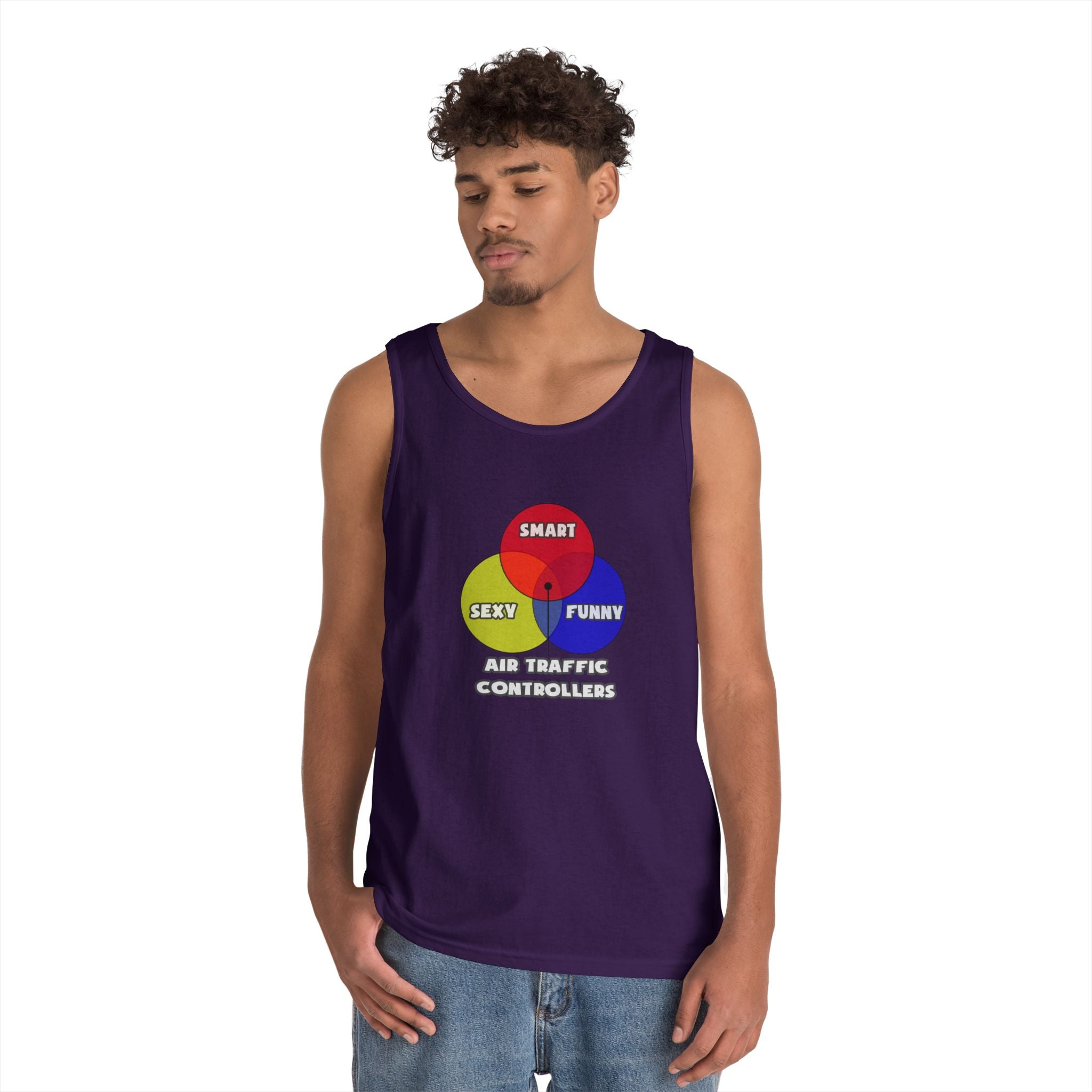 Venn Diagram .. Air Traffic Controllers - Unisex Heavy Cotton Tank Top