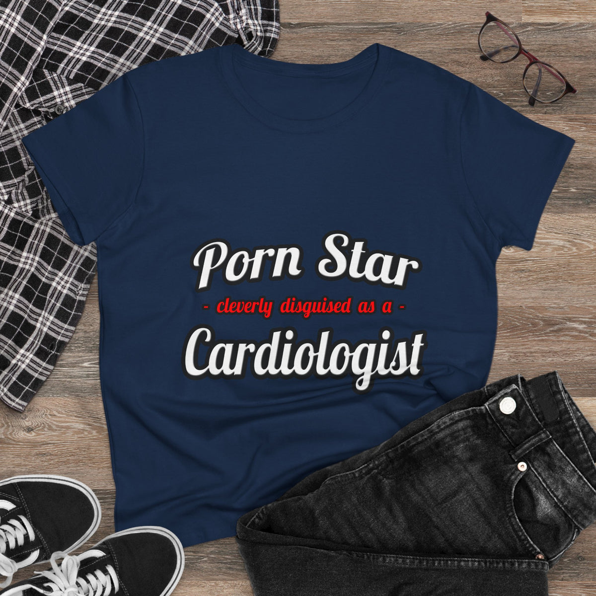 Porn Star...Cardiologist (2) - Women's Midweight Cotton Tee