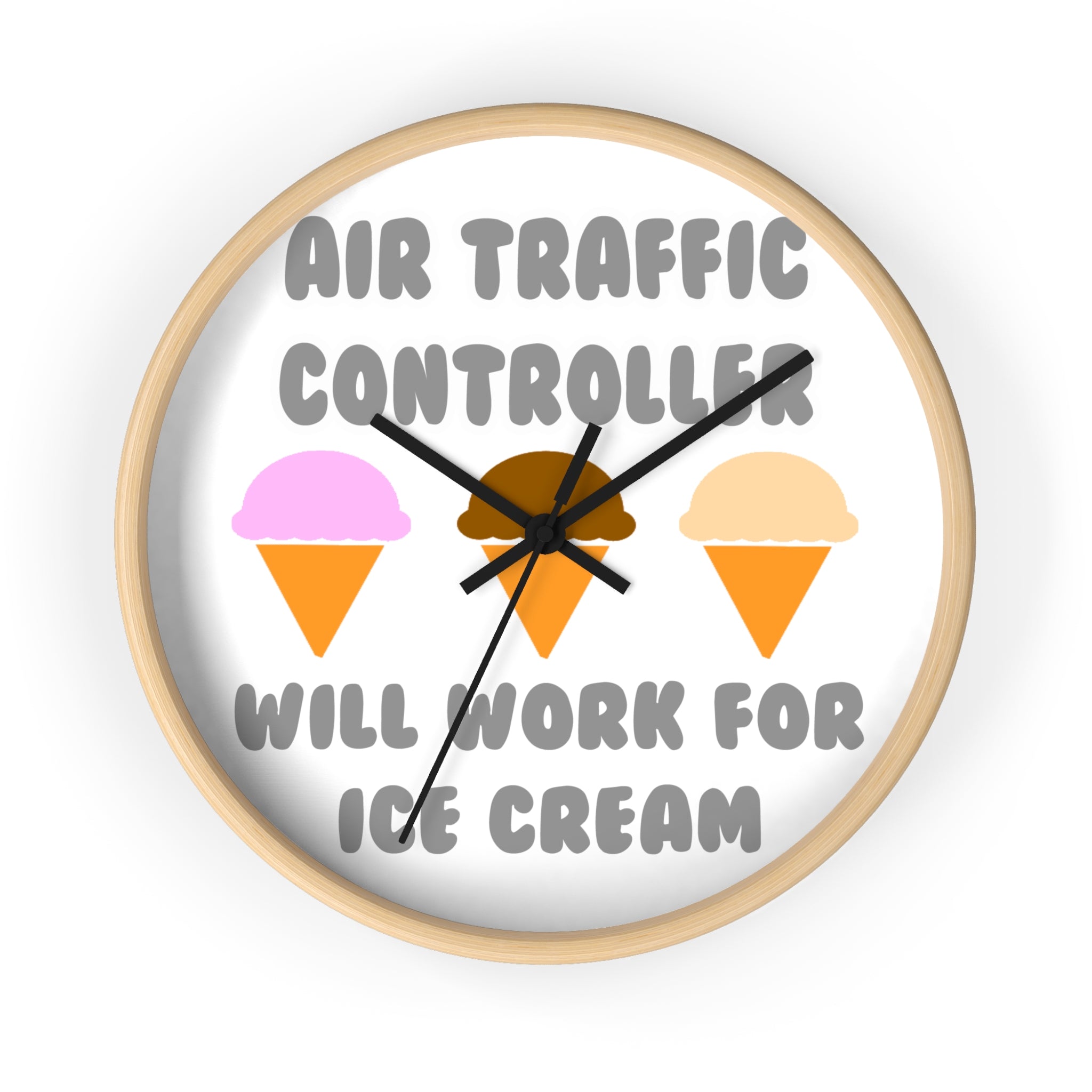 Air Traffic Controller ... Will Work For Ice Cream - Wall Clock