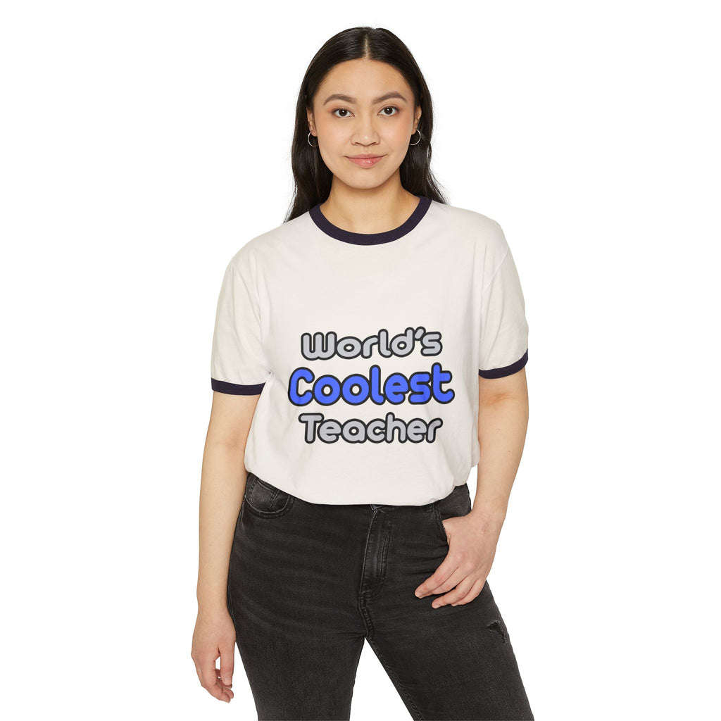 World's Coolest Teacher - Unisex Cotton Ringer T-Shirt