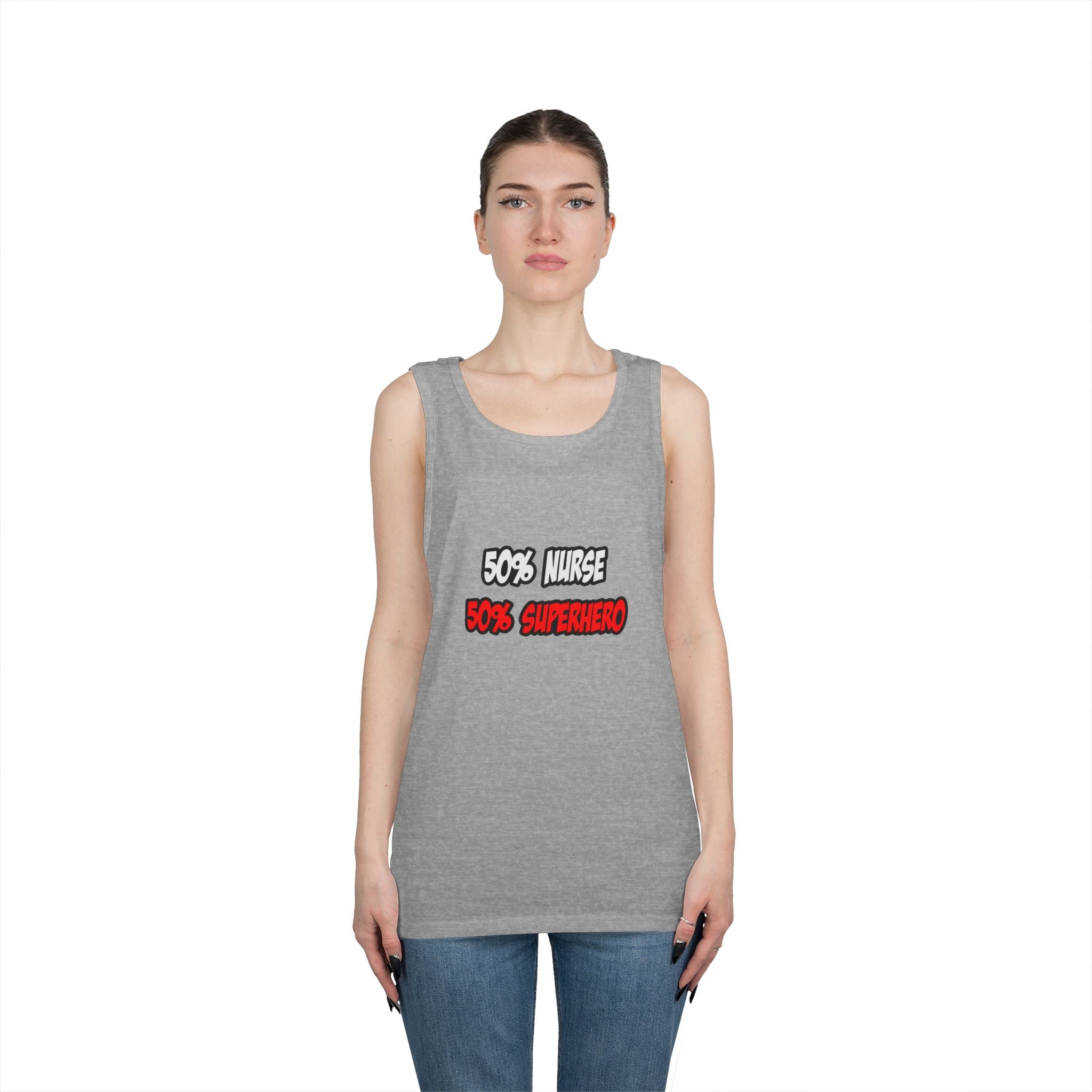 Half Nurse...Half Superhero - Unisex Heavy Cotton Tank Top