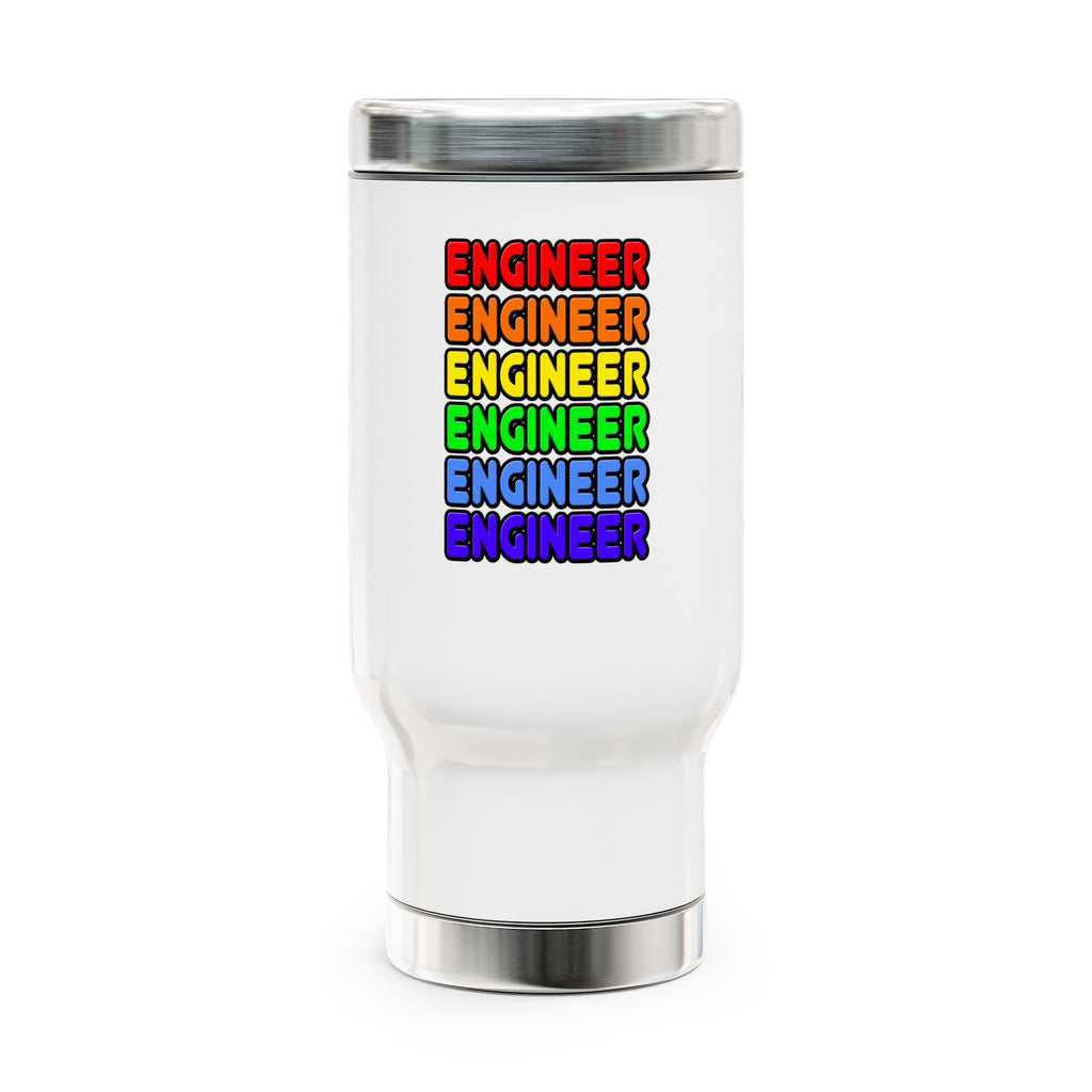 Rainbow Engineer - Stainless Steel Travel Mug with Handle, 14oz