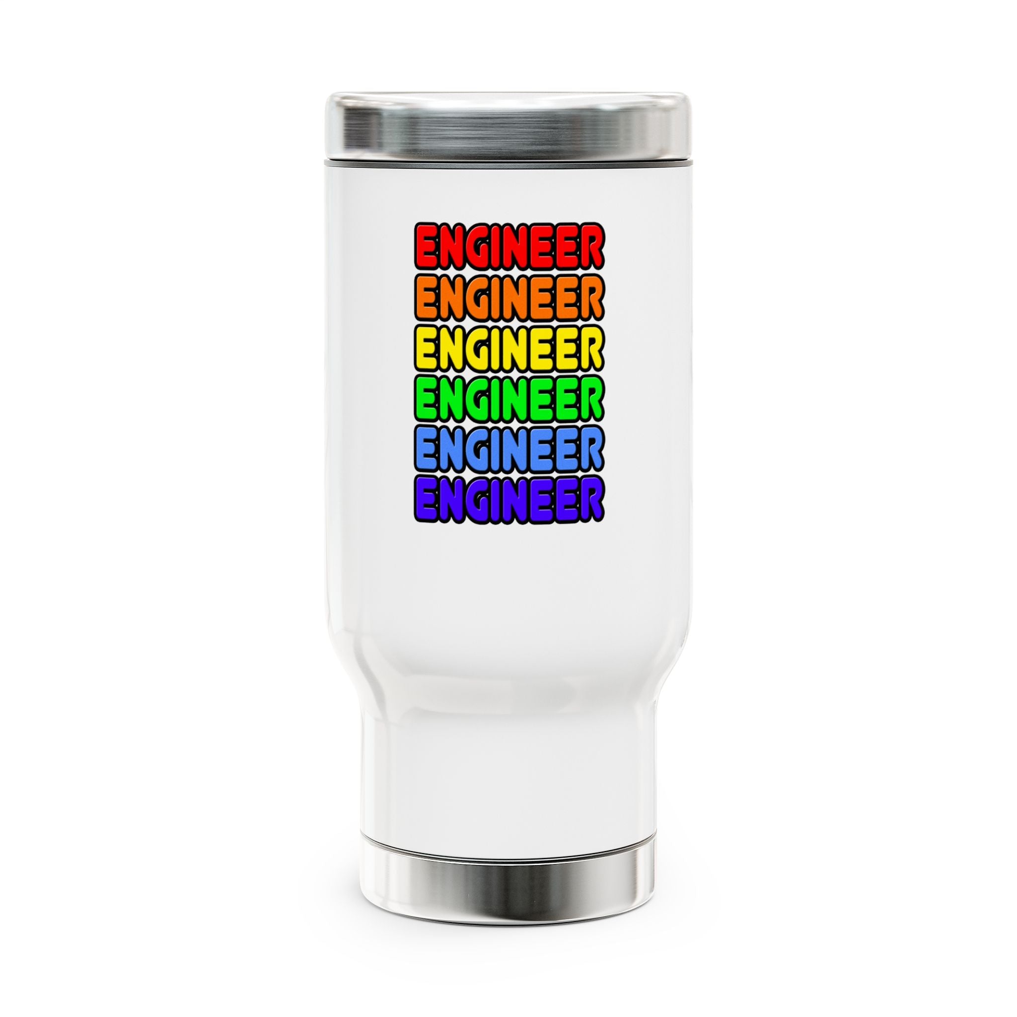 Rainbow Engineer - Stainless Steel Travel Mug with Handle, 14oz