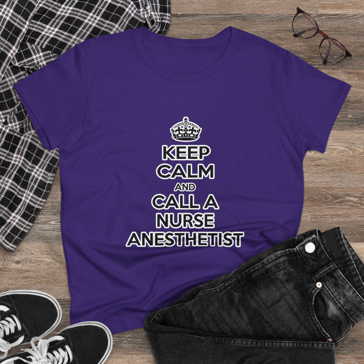 Keep Calm and Call a Nurse Anesthetist - Women's Midweight Cotton Tee