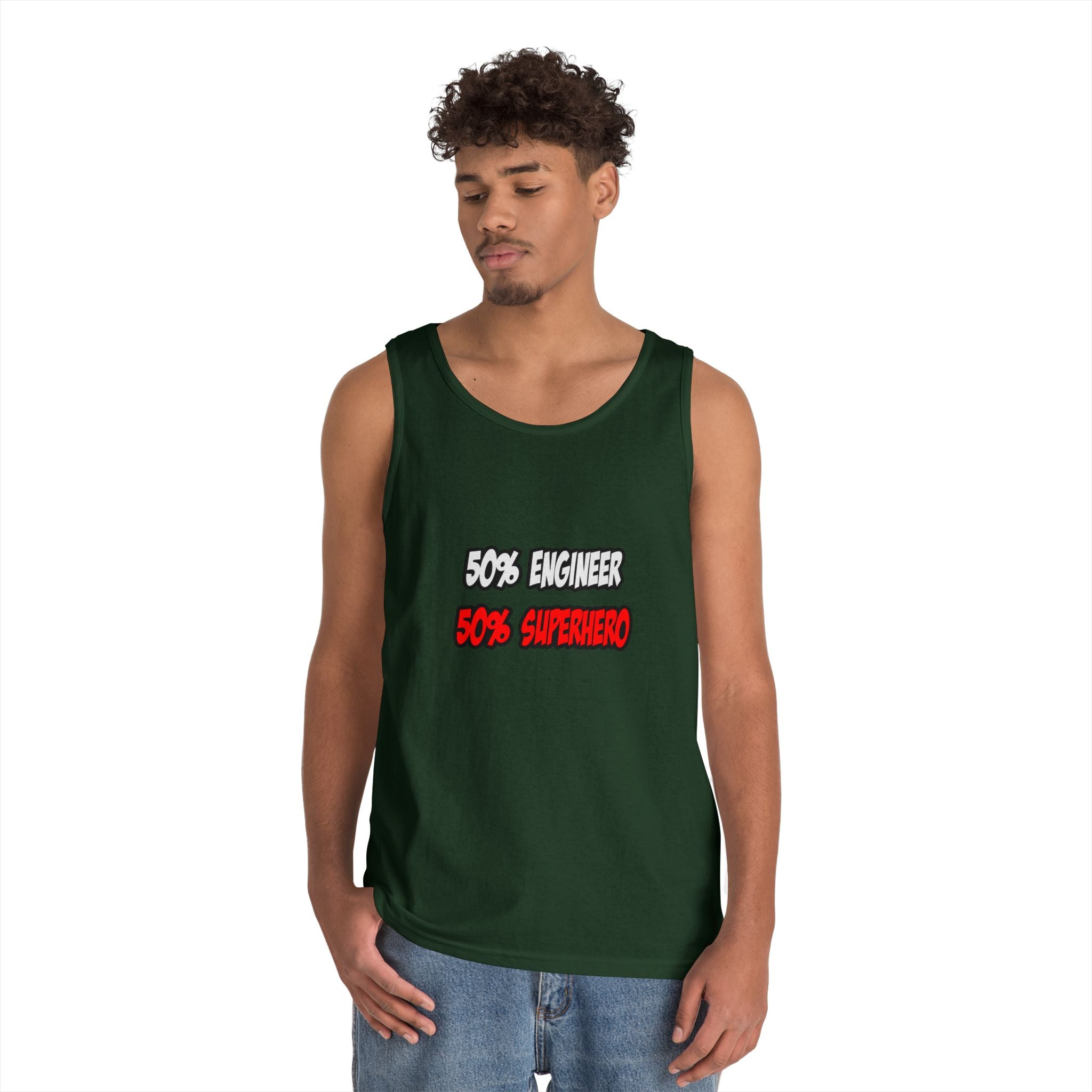 Half Engineer...Half Superhero - Unisex Heavy Cotton Tank Top