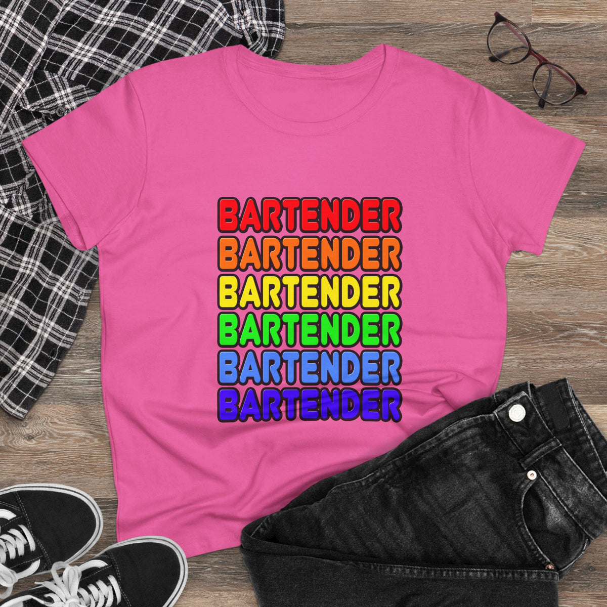 Rainbow Bartender - Women's Midweight Cotton Tee