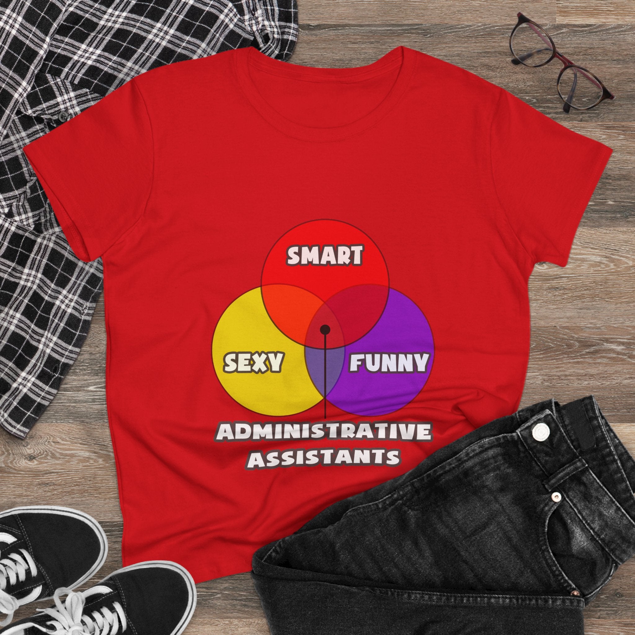 Venn Diagram .. Administrative Assistants - Women's Midweight Cotton Tee
