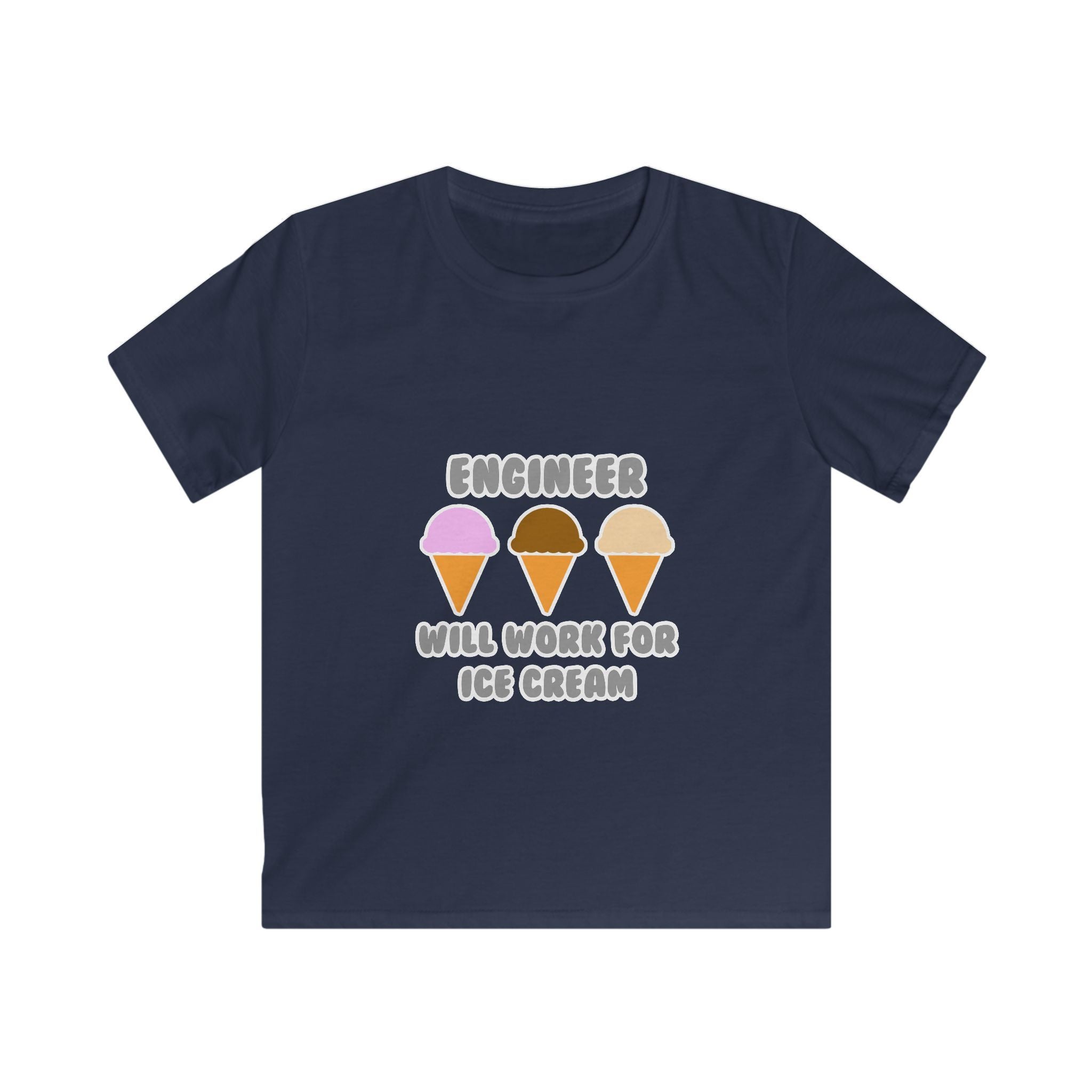 Engineer ... Will Work For Ice Cream - Kids Softstyle Tee