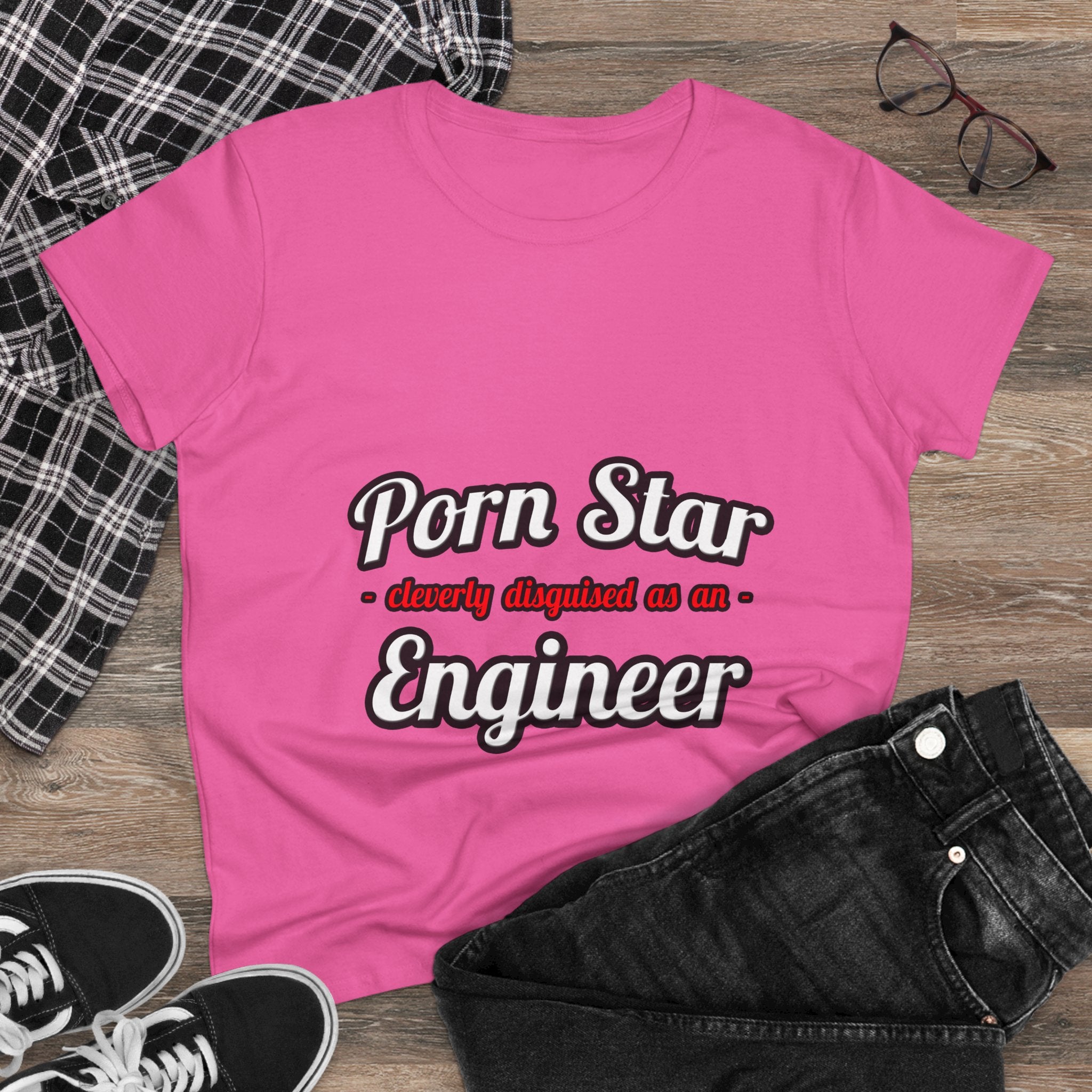 Porn Star...Engineer - Women's Midweight Cotton Tee