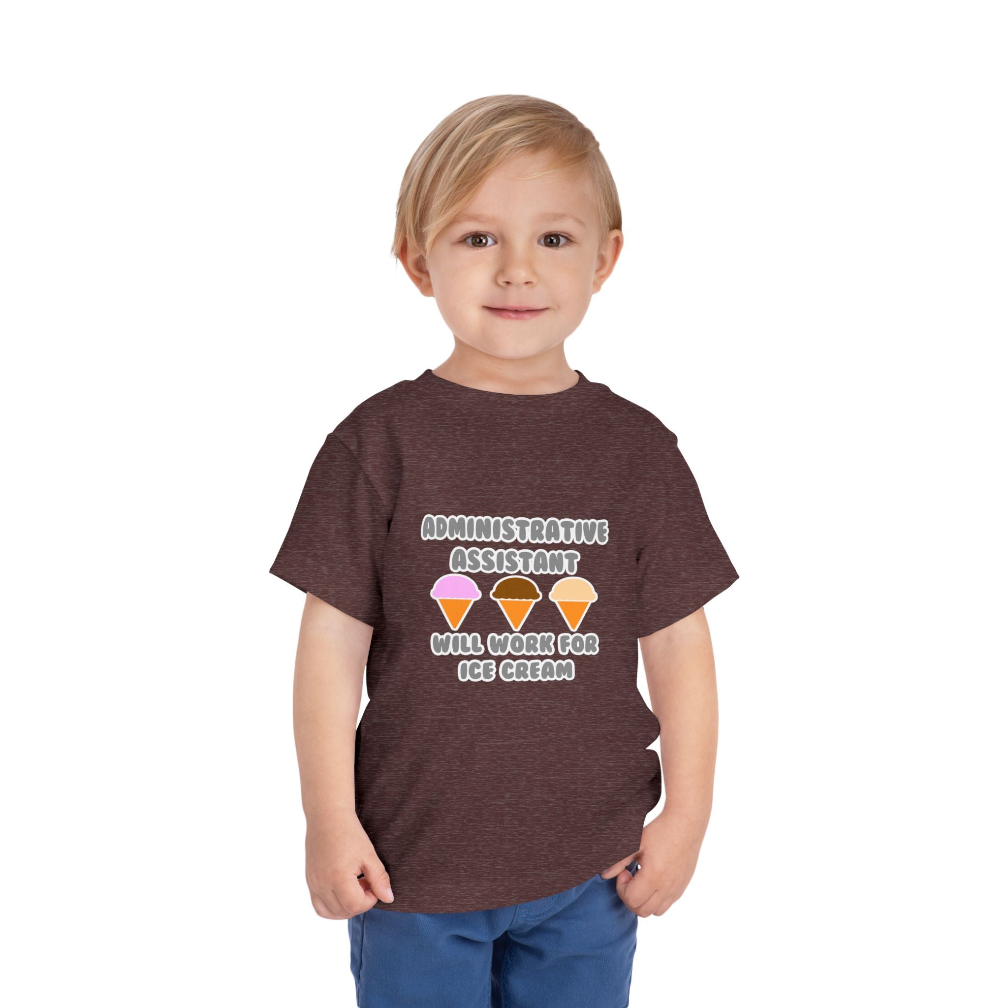 Administrative Asst ... Will Work For Ice Cream - Toddler Short Sleeve Tee