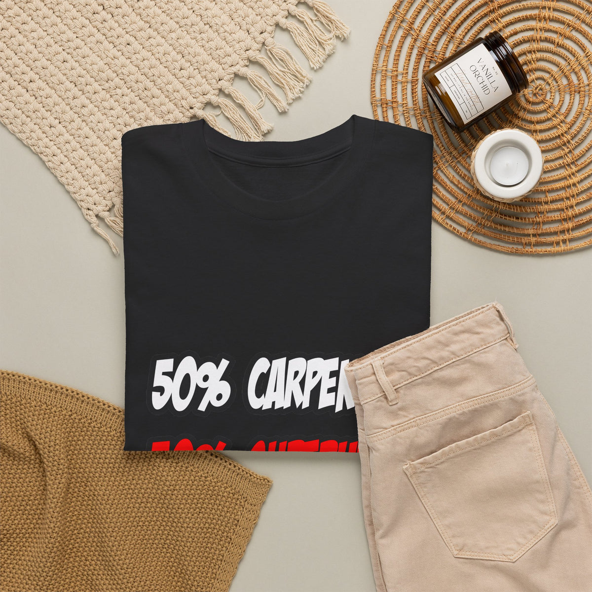 Half Carpenter...Half Superhero - Unisex Heavy Cotton Tee