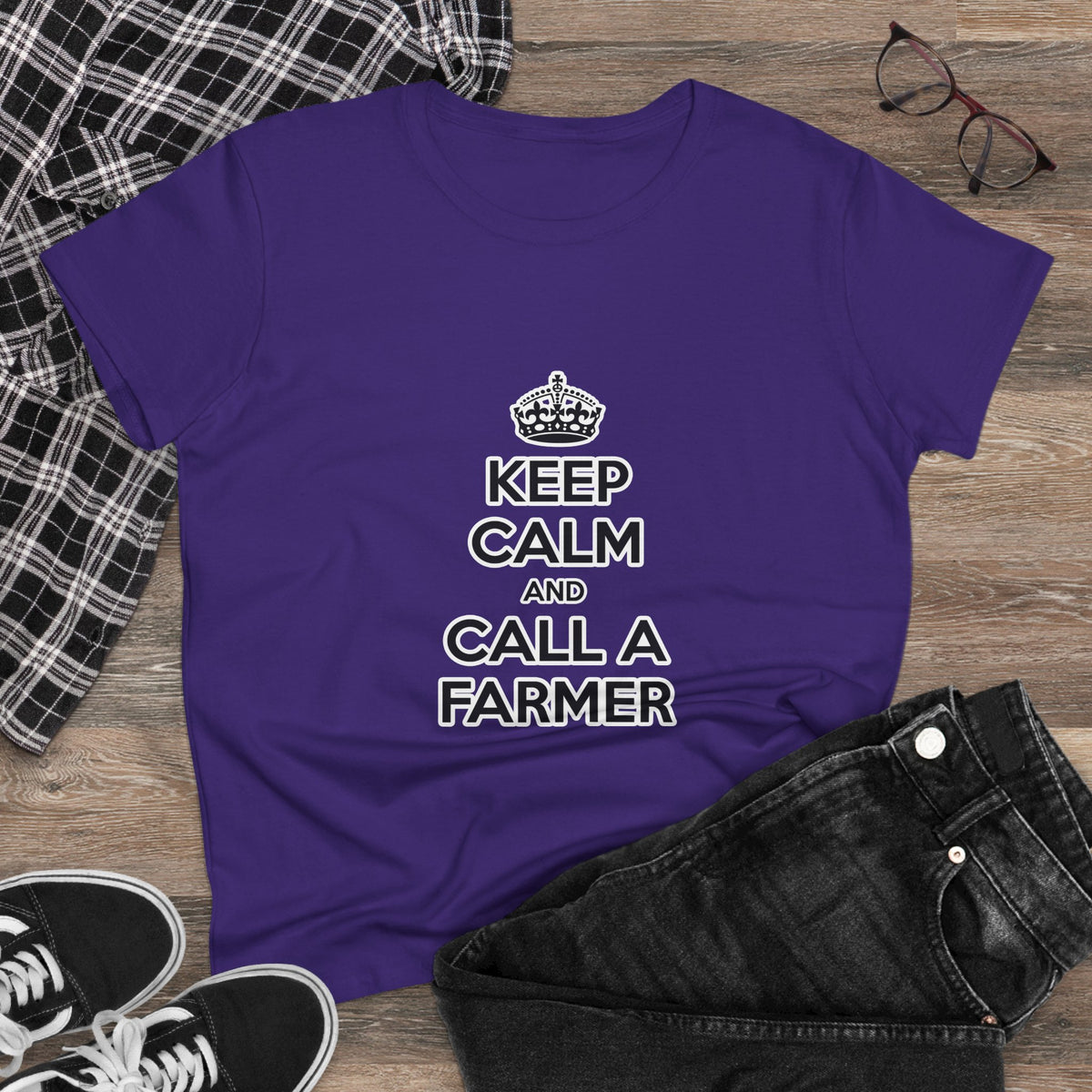 Keep Calm and Call a Farmer - Women's Midweight Cotton Tee
