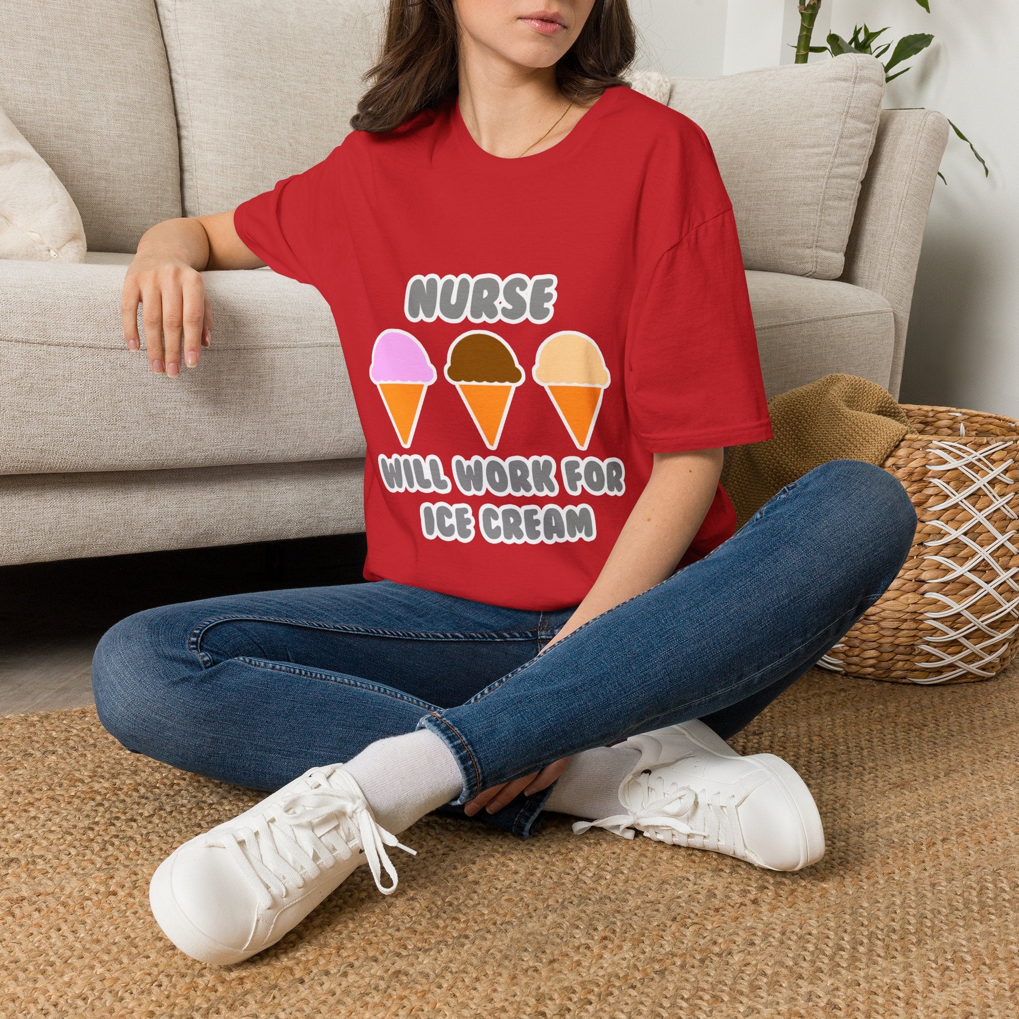 Nurse ... Will Work For Ice Cream - Unisex Softstyle T-Shirt