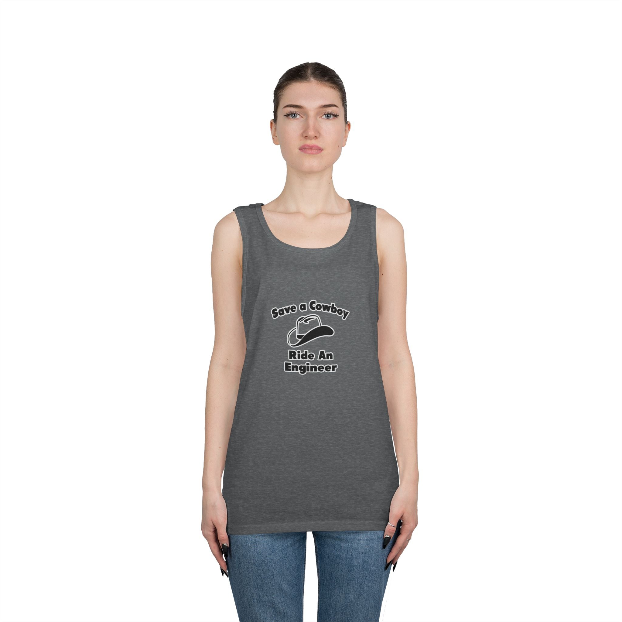 Save a Cowboy .. Ride an Engineer - Unisex Heavy Cotton Tank Top