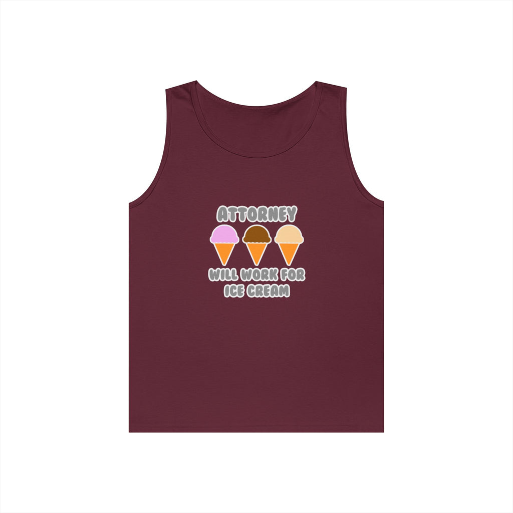 Attorney ... Will Work For Ice Cream - Unisex Heavy Cotton Tank Top