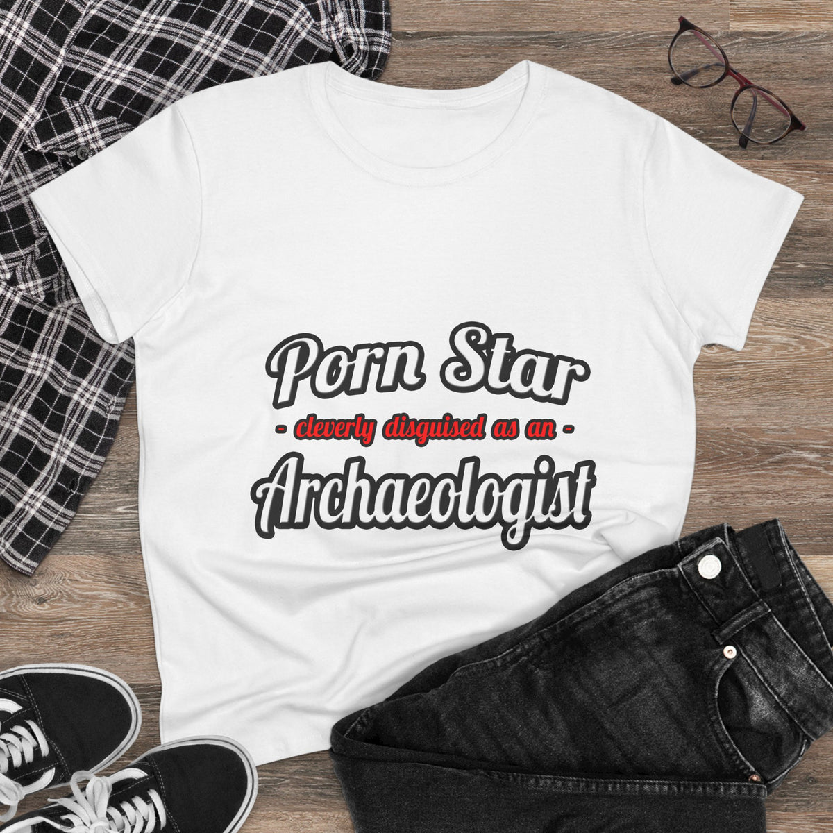 Porn Star...Archaeologist - Women's Midweight Cotton Tee