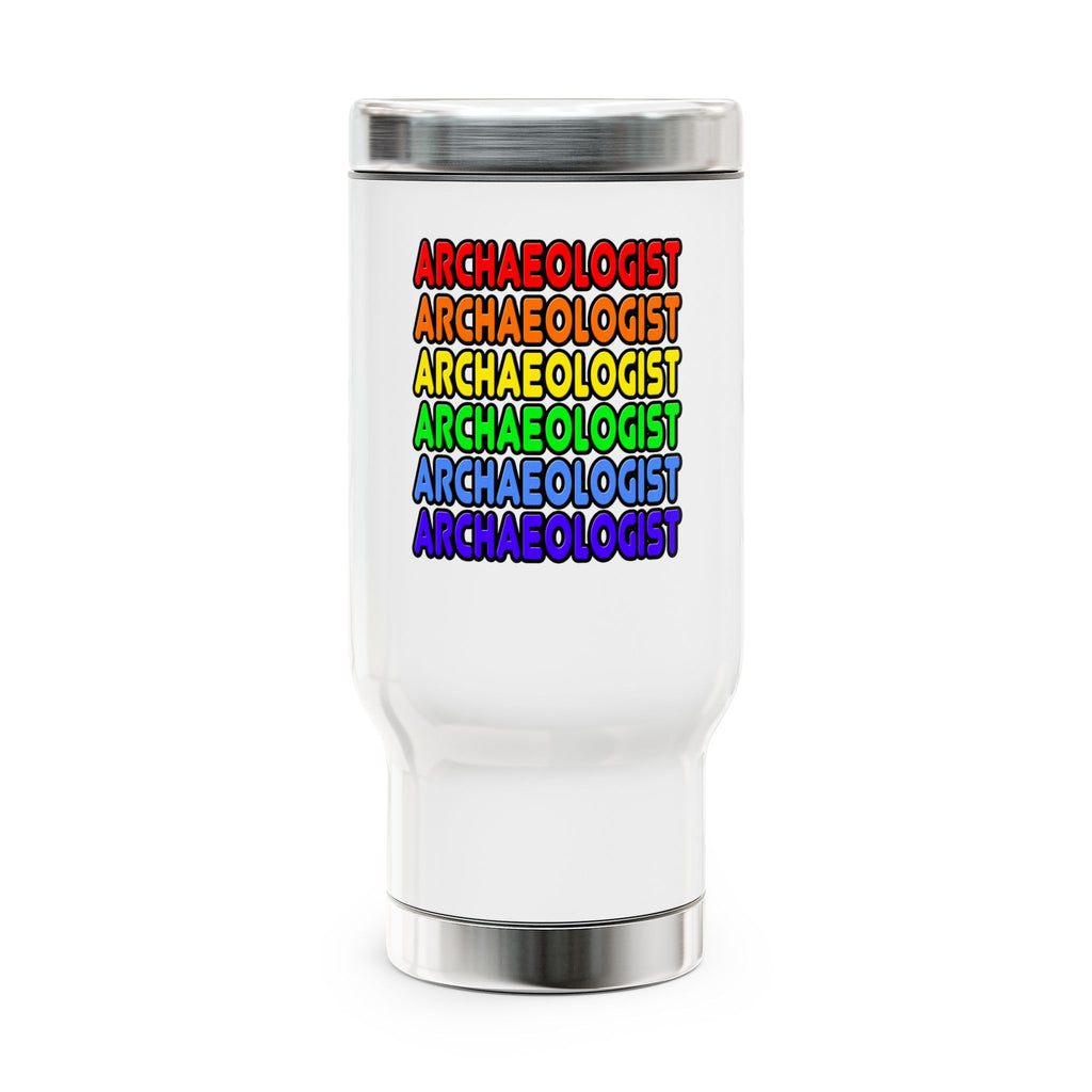 Rainbow Archaeologist - Stainless Steel Travel Mug with Handle, 14oz