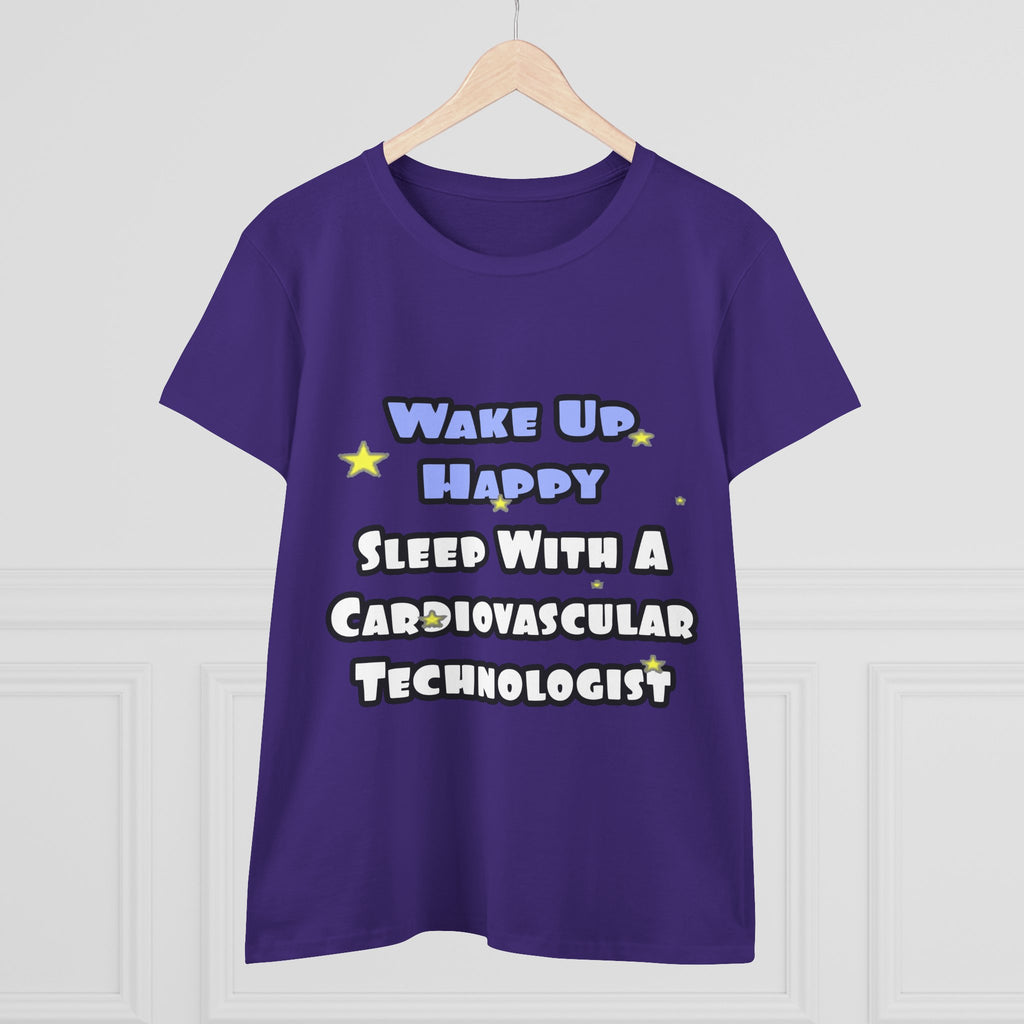 Wake Up Happy .. Sleep With Cardiovascular Tech - Women's Midweight Cotton Tee