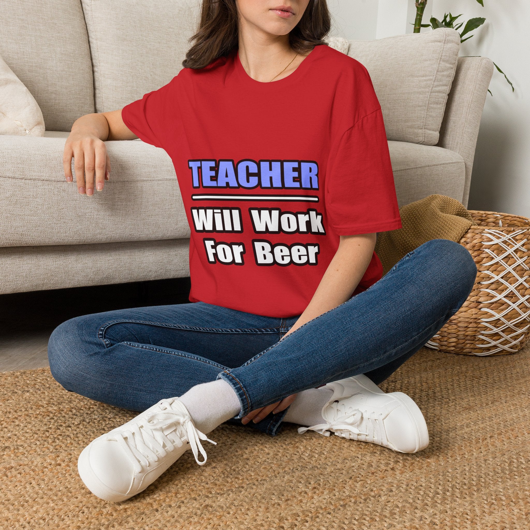 Teacher...Will Work For Beer - Unisex Softstyle T-Shirt