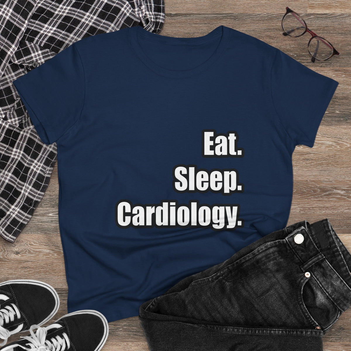 Eat. Sleep. Cardiology - Women's Midweight Cotton Tee