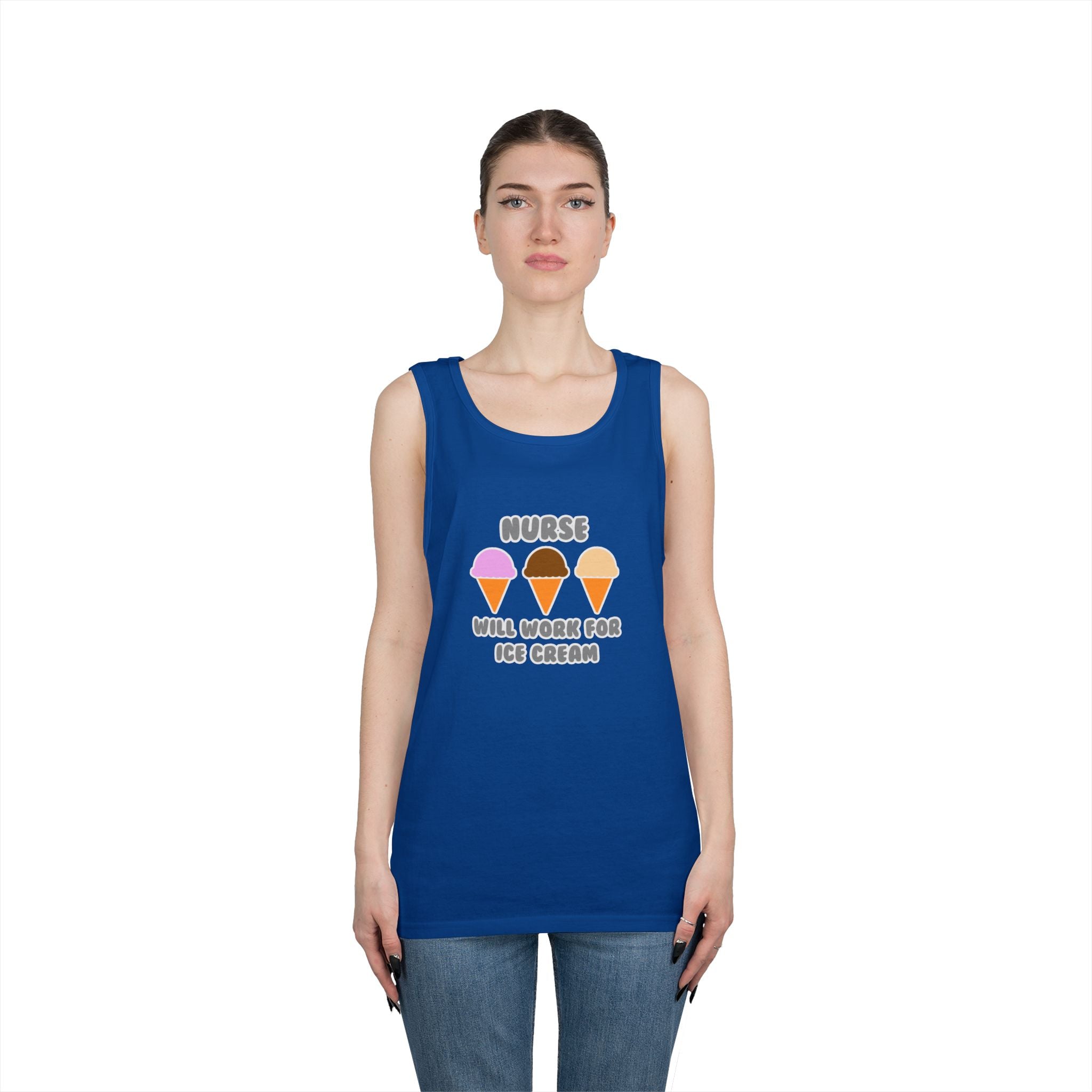 Nurse ... Will Work For Ice Cream - Unisex Heavy Cotton Tank Top