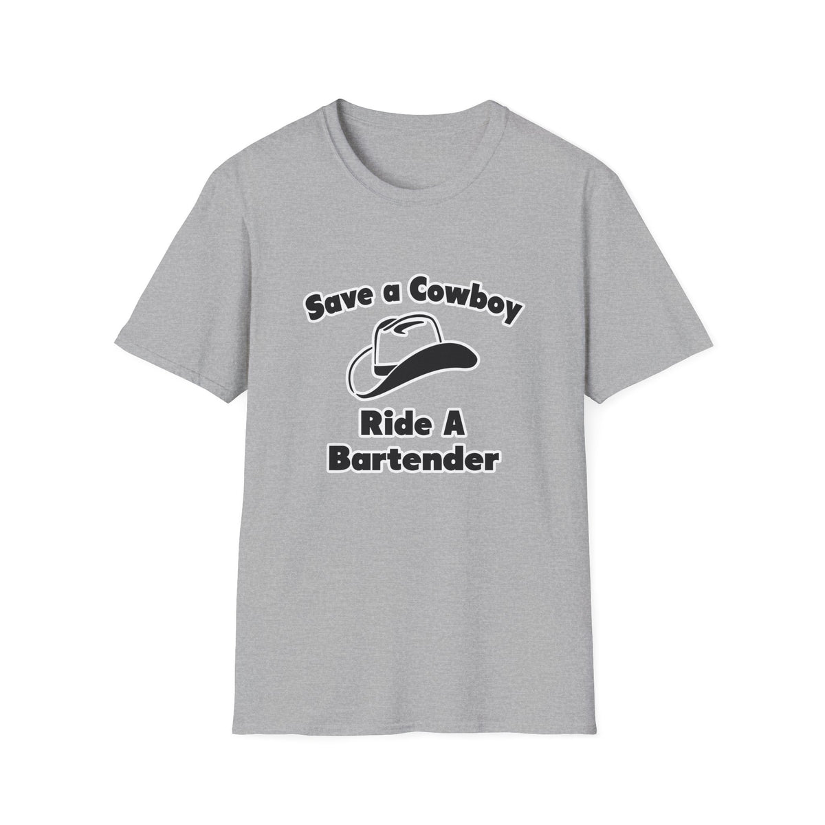 Save a Cowboy .... Ride a Bartender - Unisex Softstyle T-Shirt