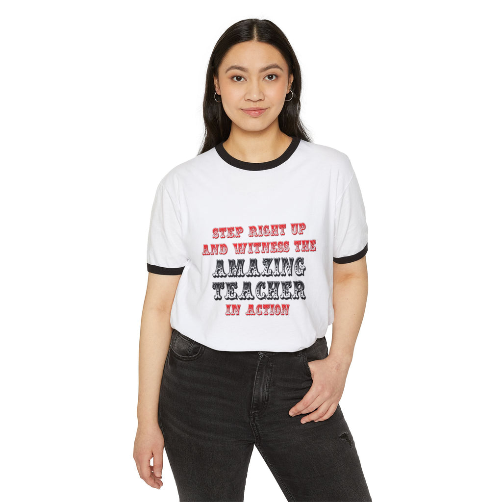 Amazing Teacher In Action - Unisex Cotton Ringer T-Shirt
