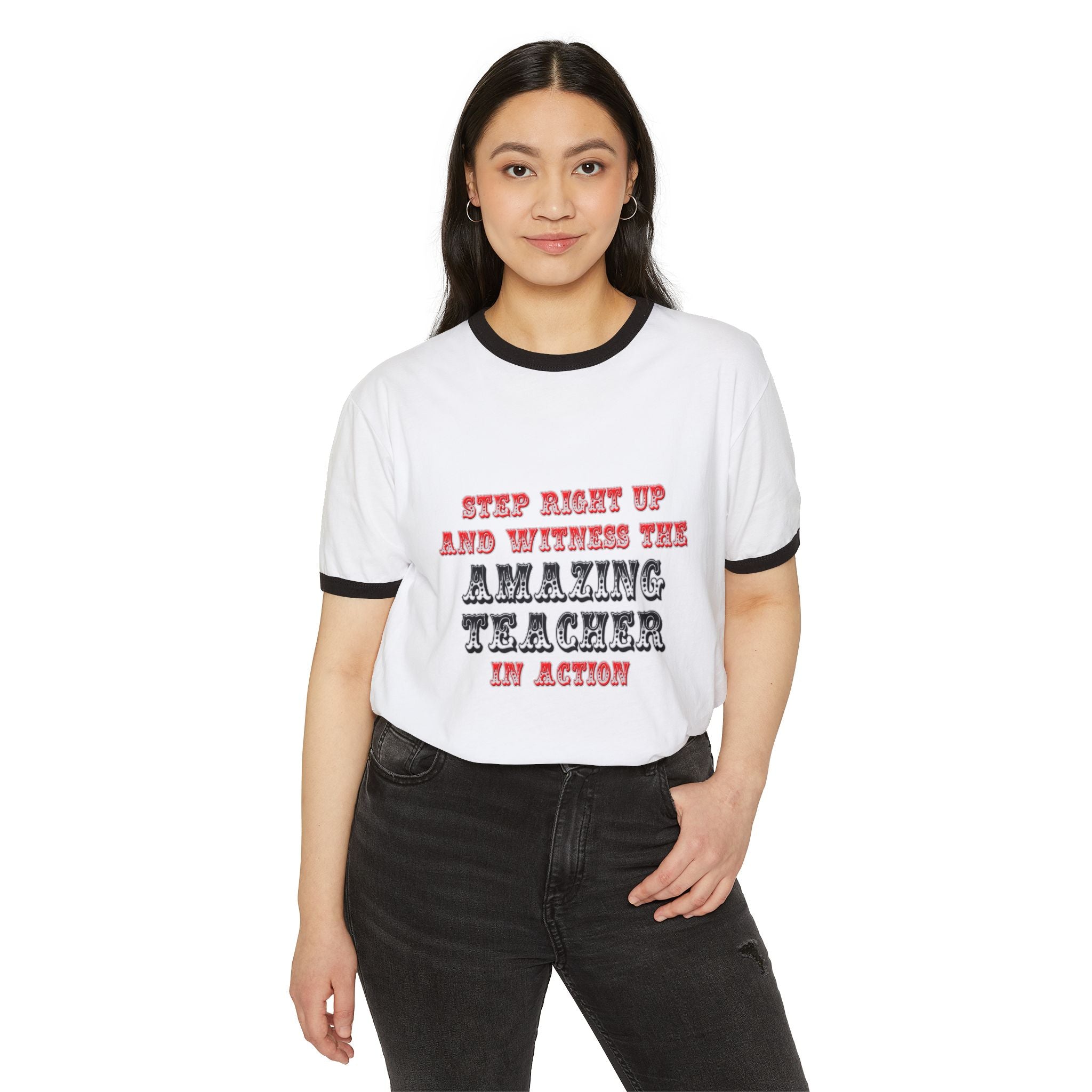 Amazing Teacher In Action - Unisex Cotton Ringer T-Shirt