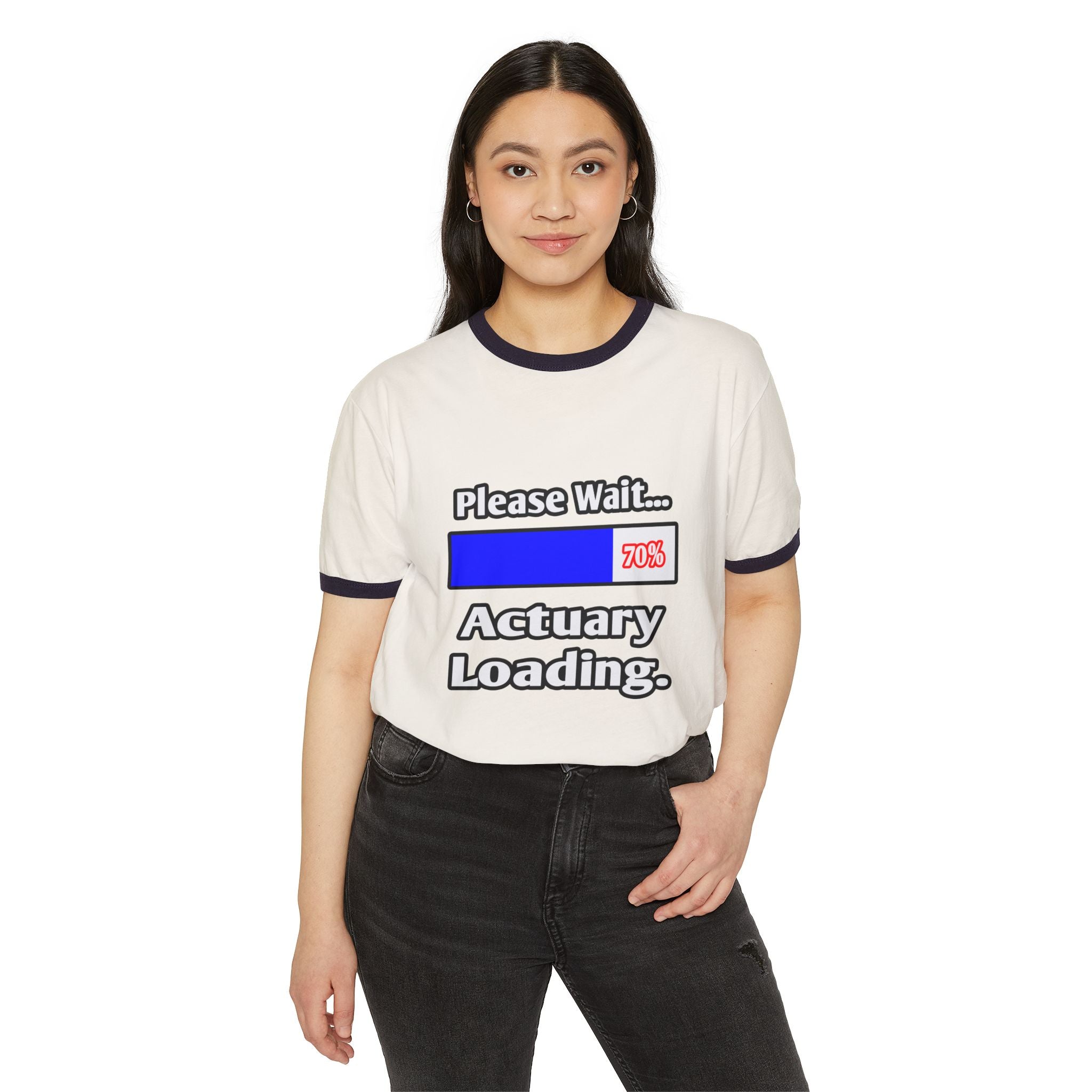 Please Wait...Actuary Loading - Unisex Cotton Ringer T-Shirt