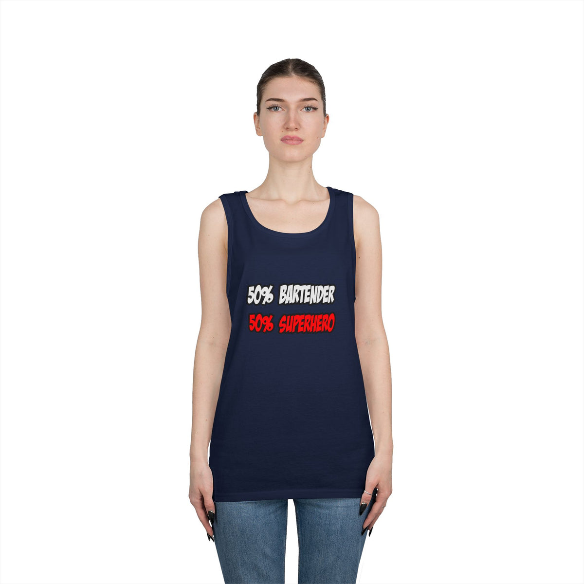 Half Bartender...Half Superhero - Unisex Heavy Cotton Tank Top