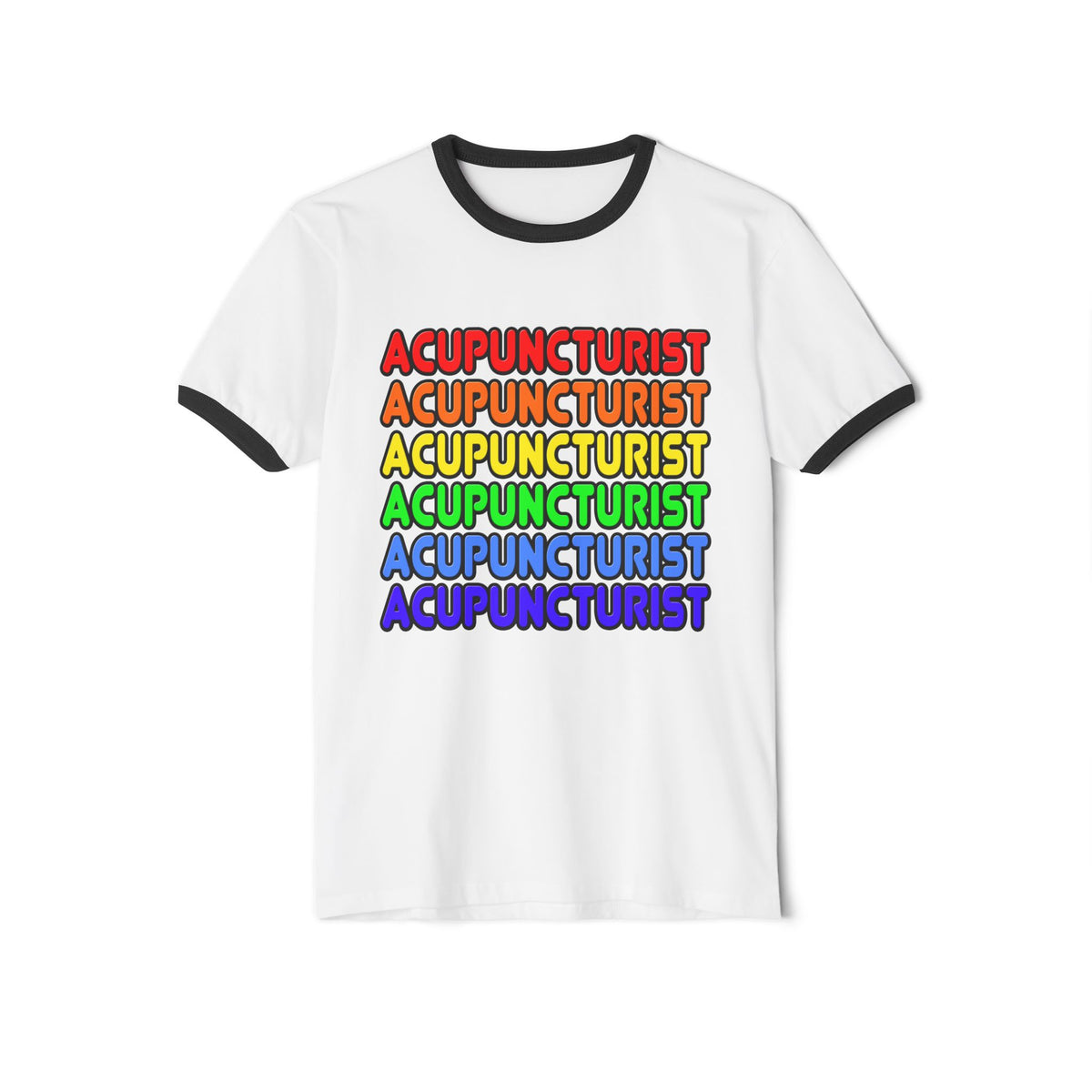 Rainbow Acupuncturist - Unisex Cotton Ringer T-Shirt