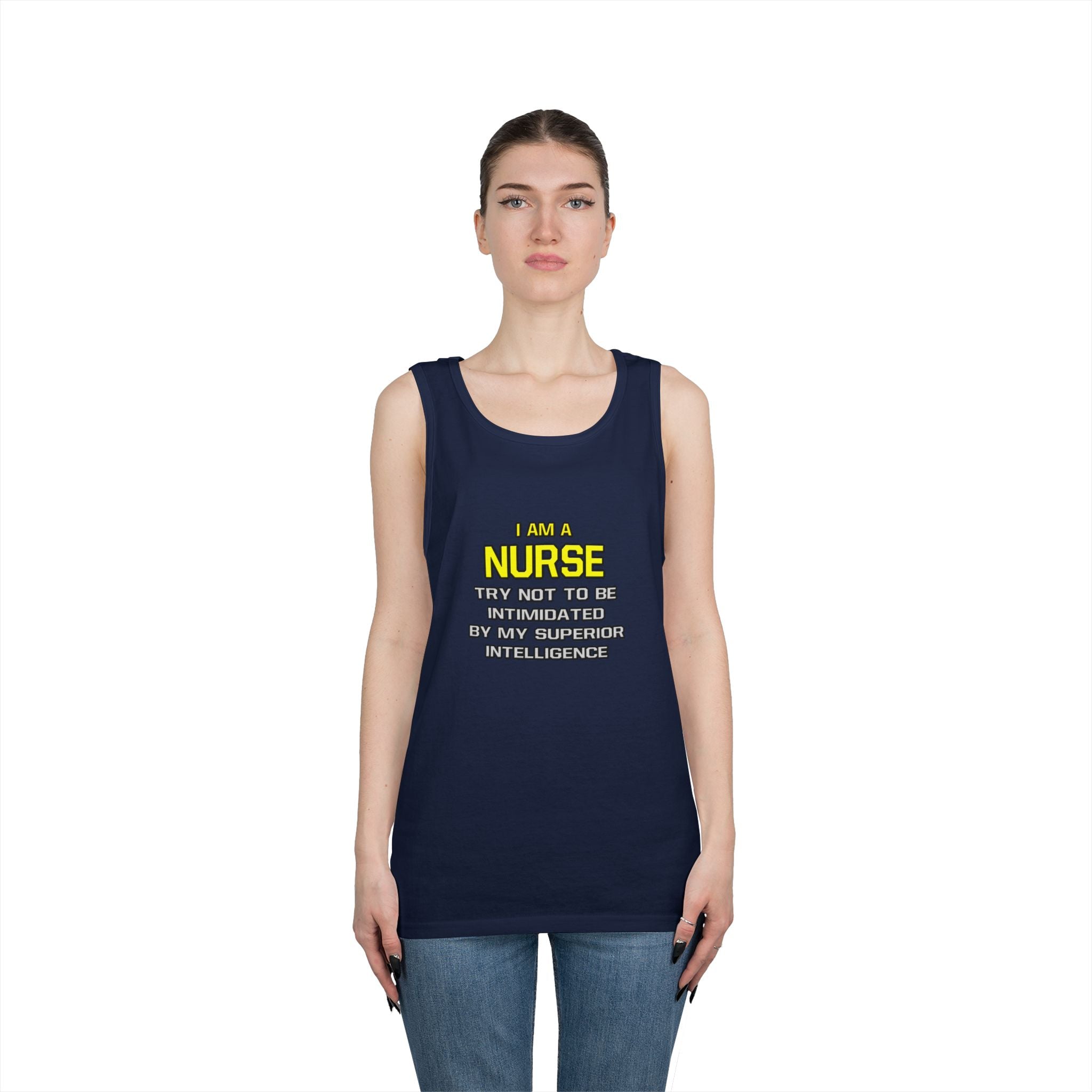 Nurse...Superior Intelligence - Unisex Heavy Cotton Tank Top